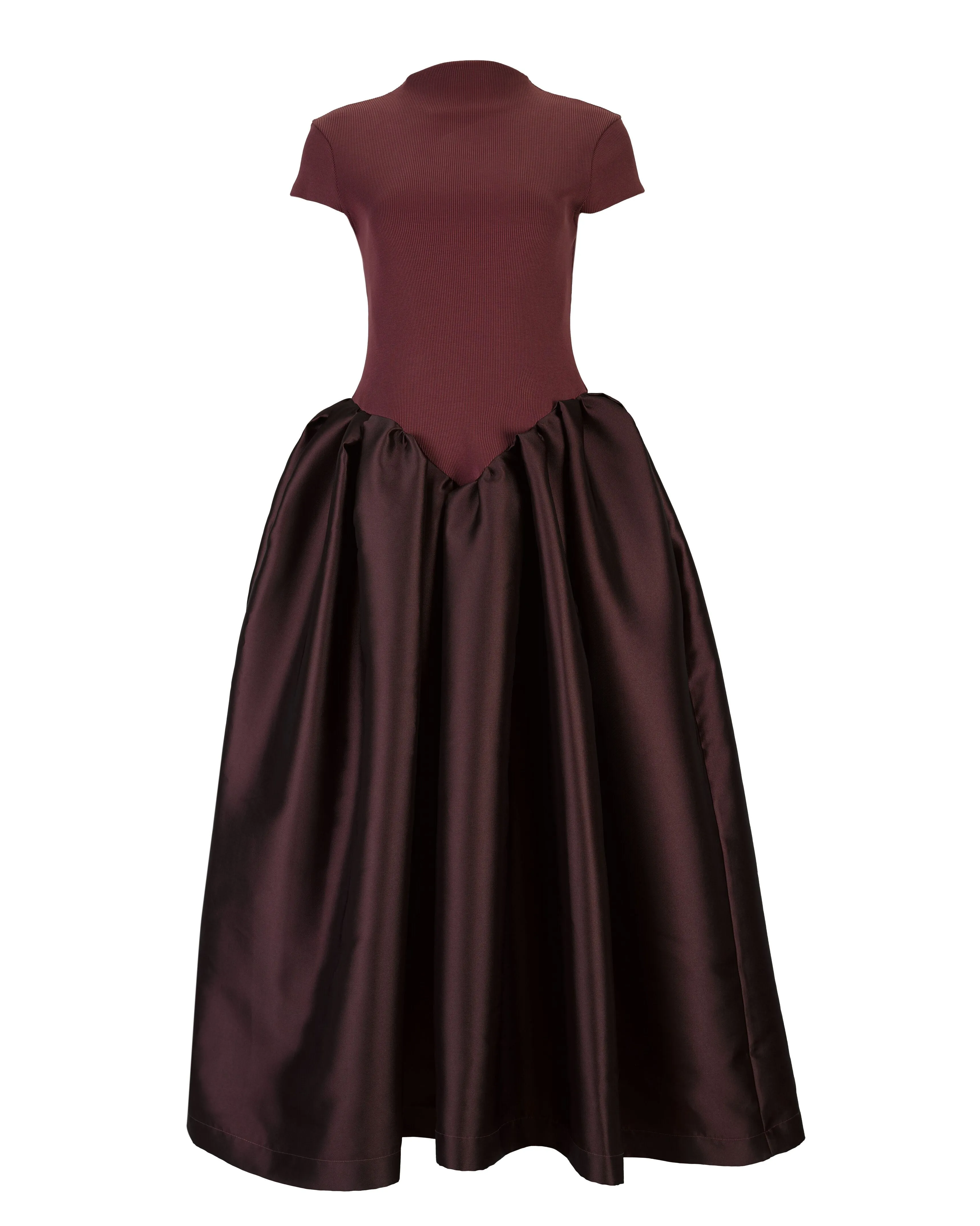 BURGUNDY CAP SLEEVE DRESS WITH LONG PUFF SKIRT sold by Marques ’ Almeida product image thumbnail 2