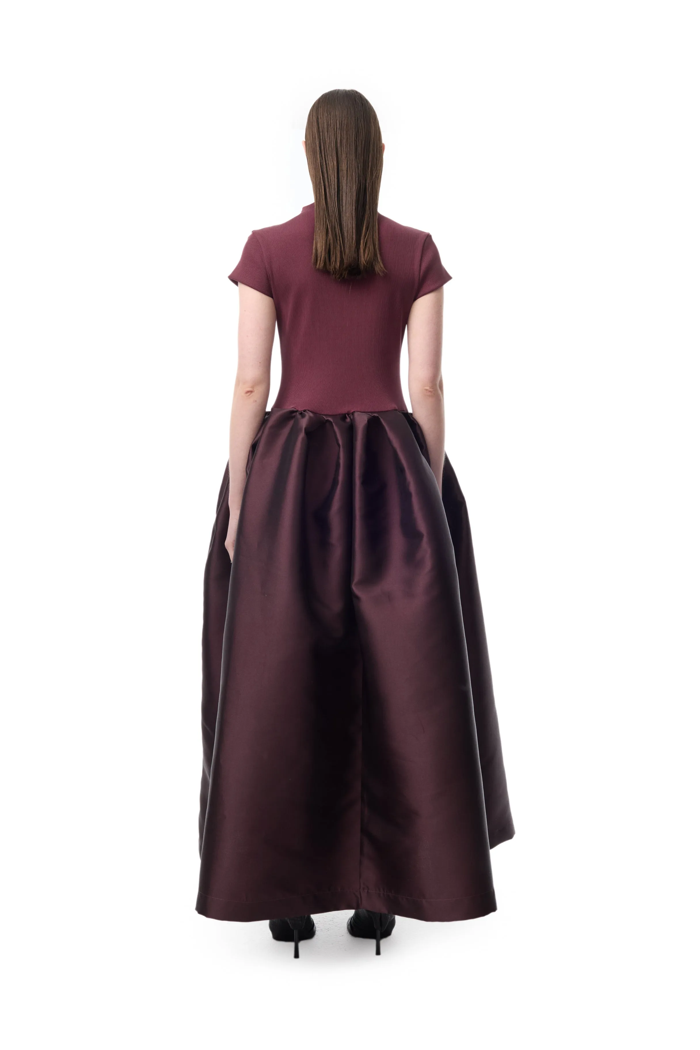 BURGUNDY CAP SLEEVE DRESS WITH LONG PUFF SKIRT sold by Marques ’ Almeida product image thumbnail 3