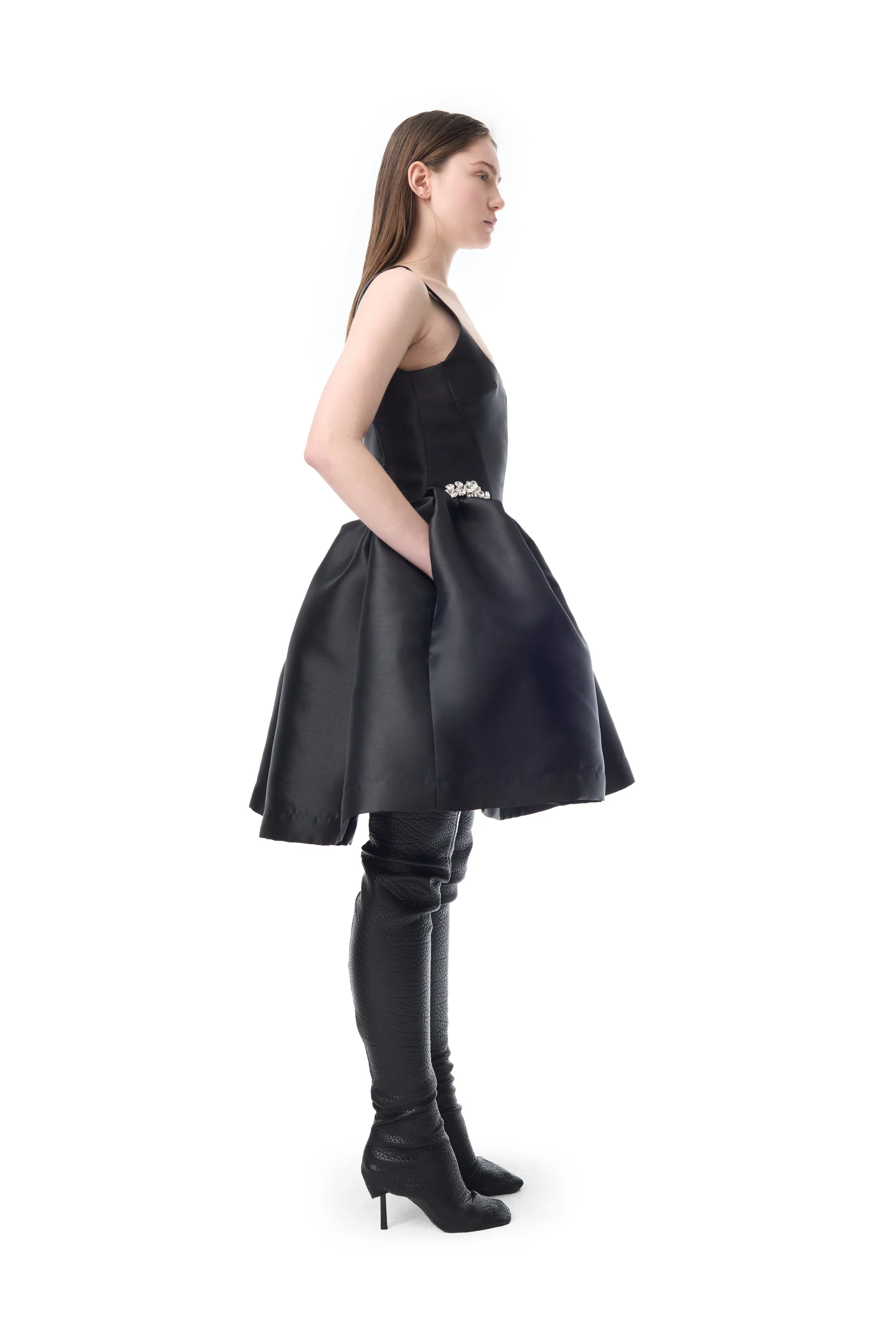BLACK SHORT PUFF DRESS WITH EMBELLISHMENT sold by Marques ’ Almeida product image thumbnail 4