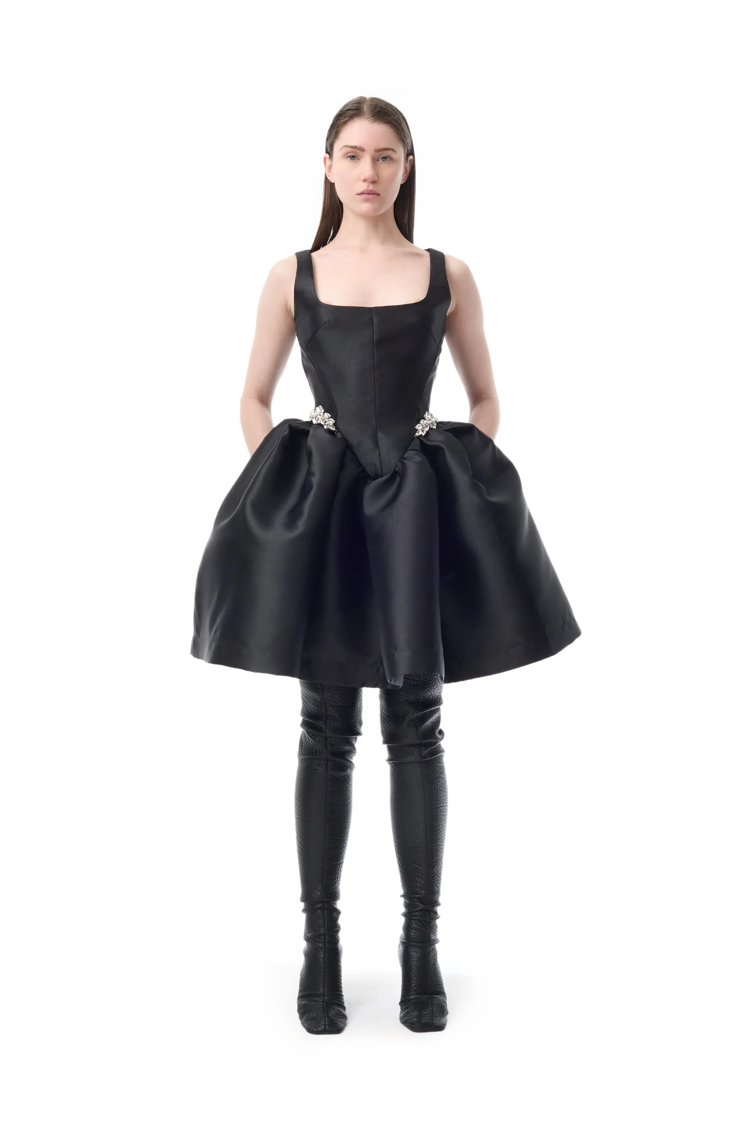 BLACK SHORT PUFF DRESS WITH EMBELLISHMENT sold by Marques ’ Almeida