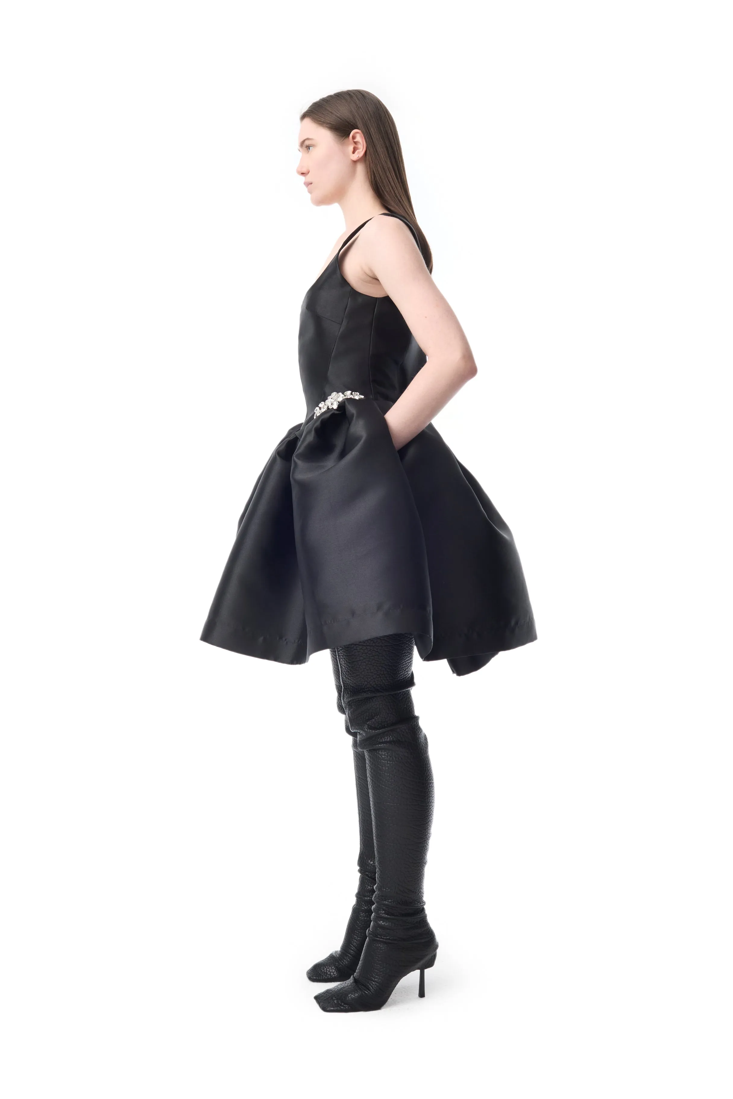 BLACK SHORT PUFF DRESS WITH EMBELLISHMENT sold by Marques ’ Almeida product image thumbnail 5