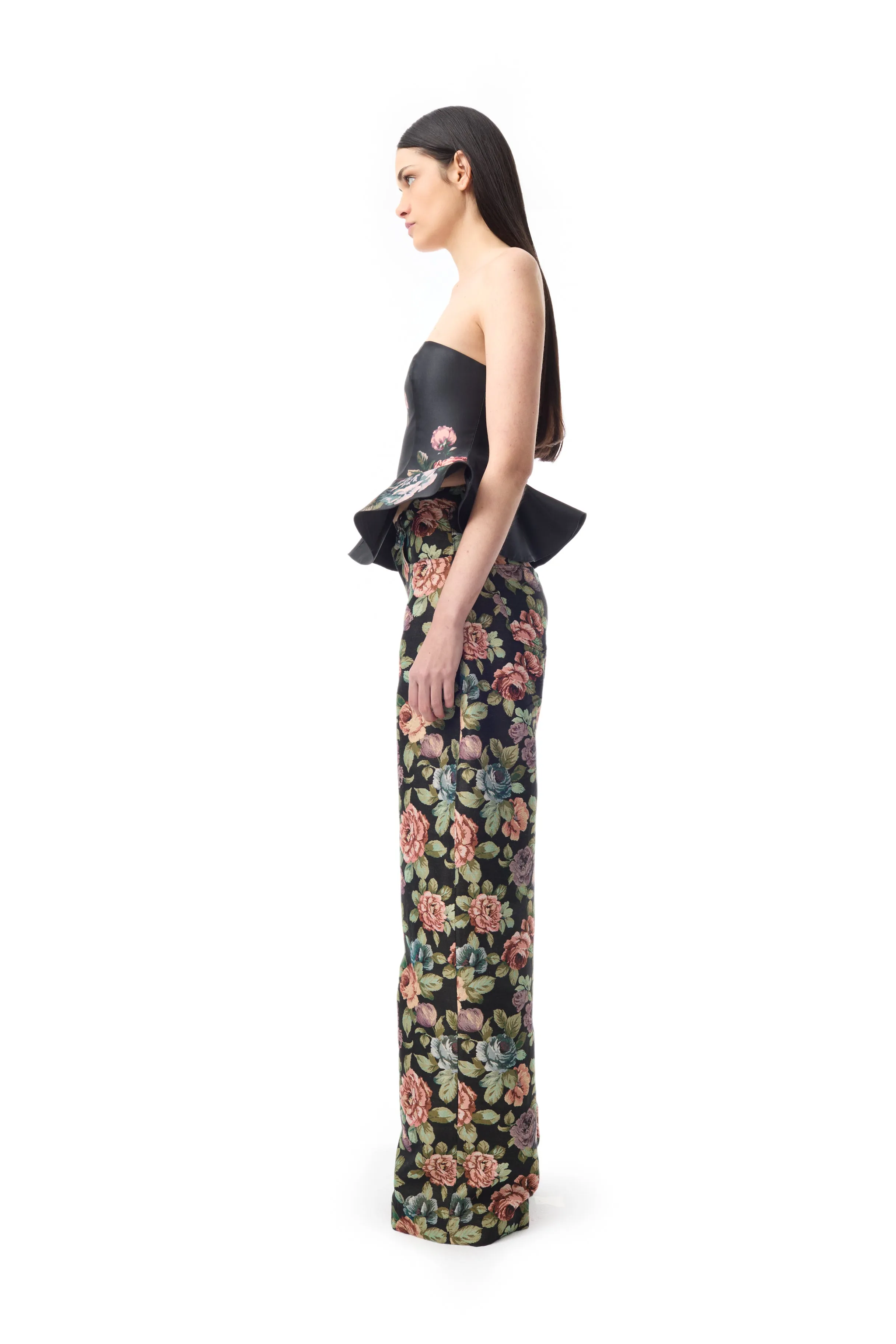 BLACK FLORAL BROCADE BOYFRIEND TROUSERS sold by Marques ’ Almeida product image thumbnail 4