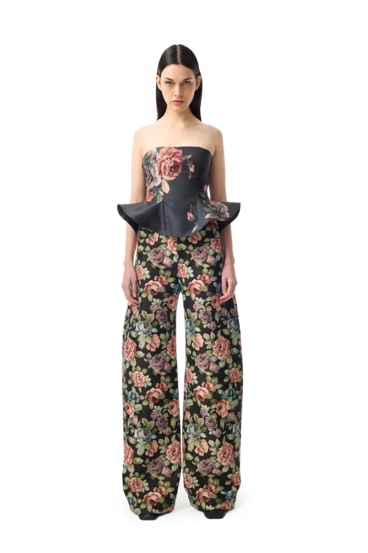 BLACK FLORAL BROCADE BOYFRIEND TROUSERS sold by Marques ’ Almeida