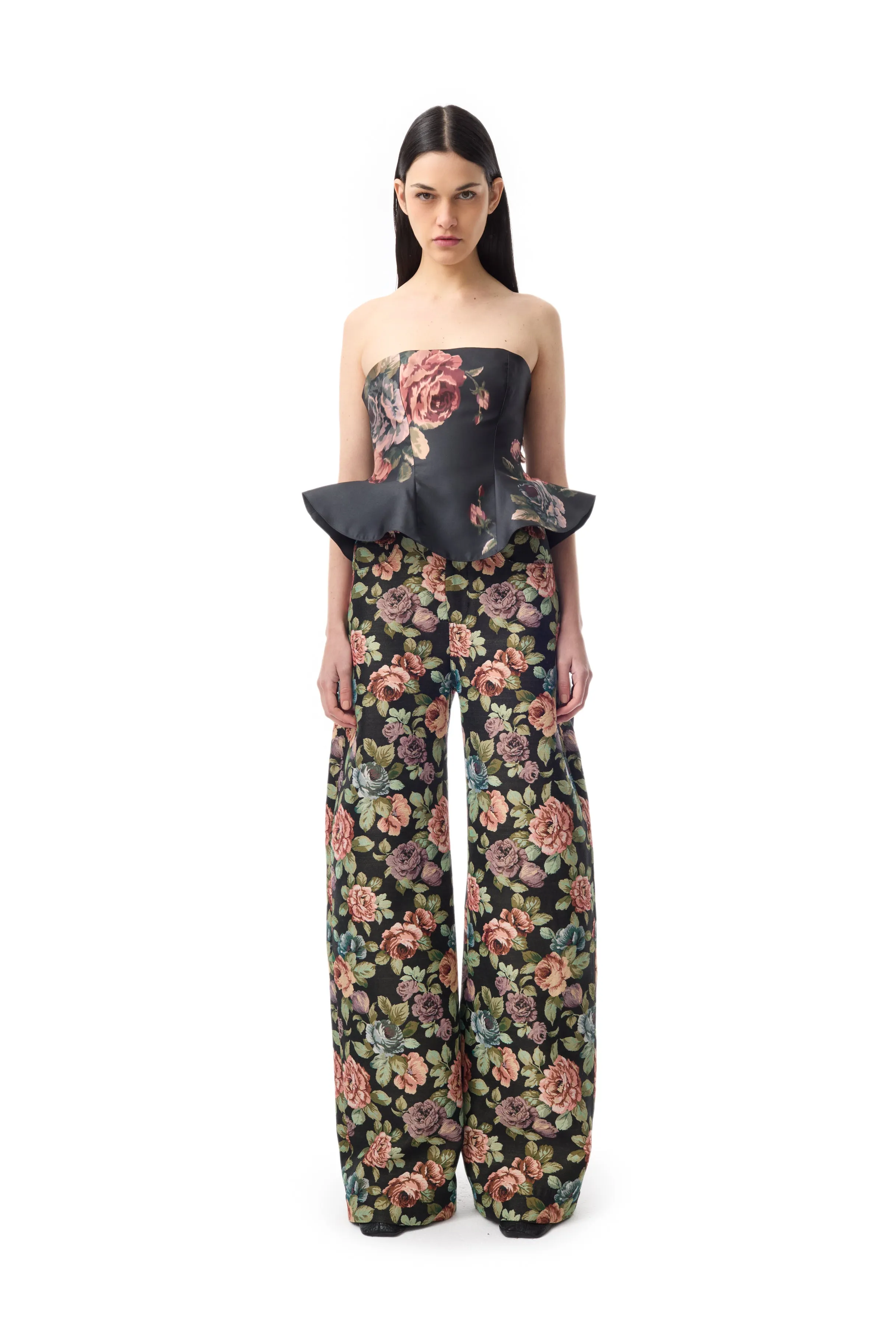 BLACK FLORAL BROCADE BOYFRIEND TROUSERS sold by Marques ’ Almeida product image thumbnail 5