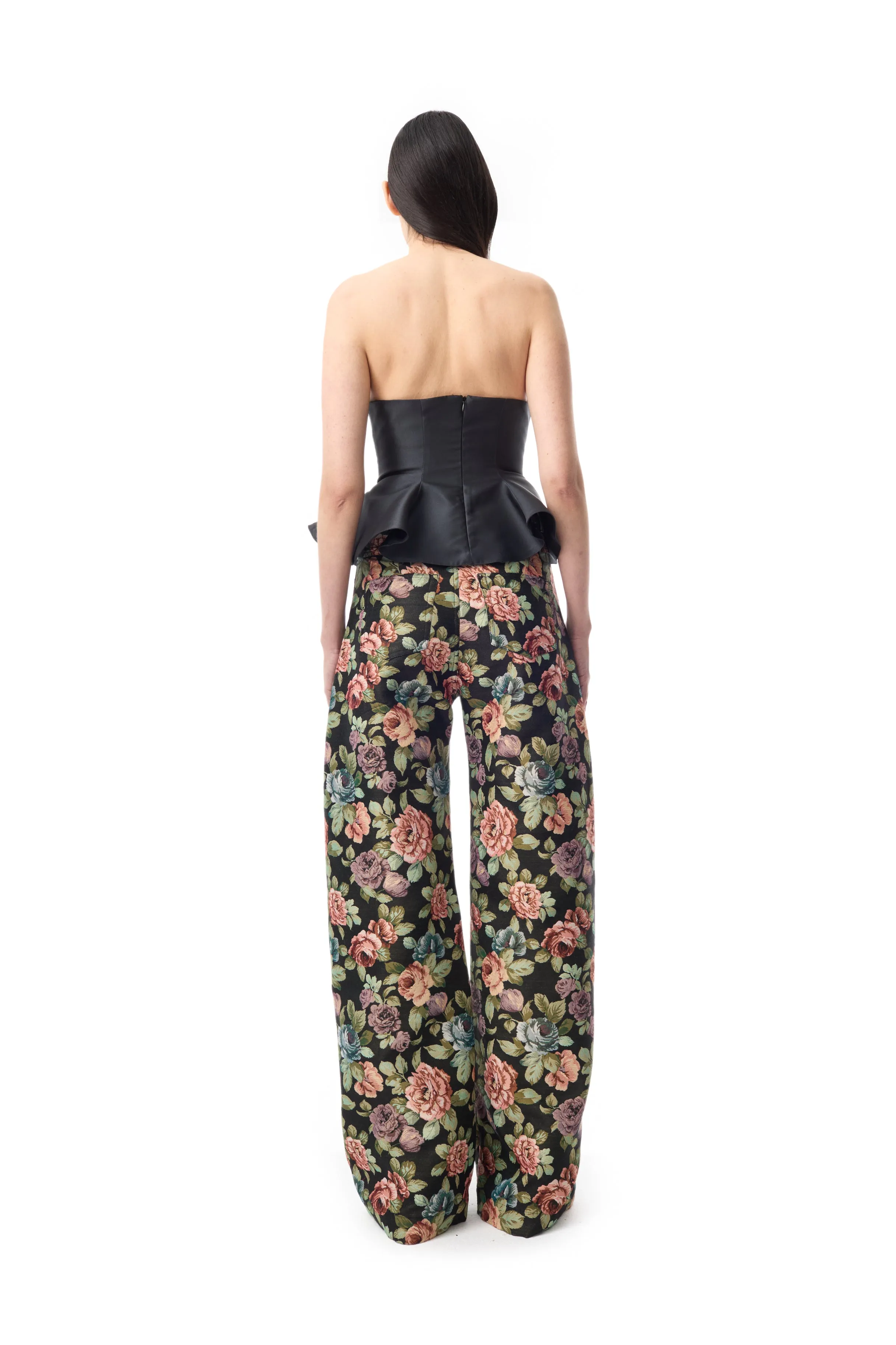 BLACK FLORAL BROCADE BOYFRIEND TROUSERS sold by Marques ’ Almeida product image thumbnail 3
