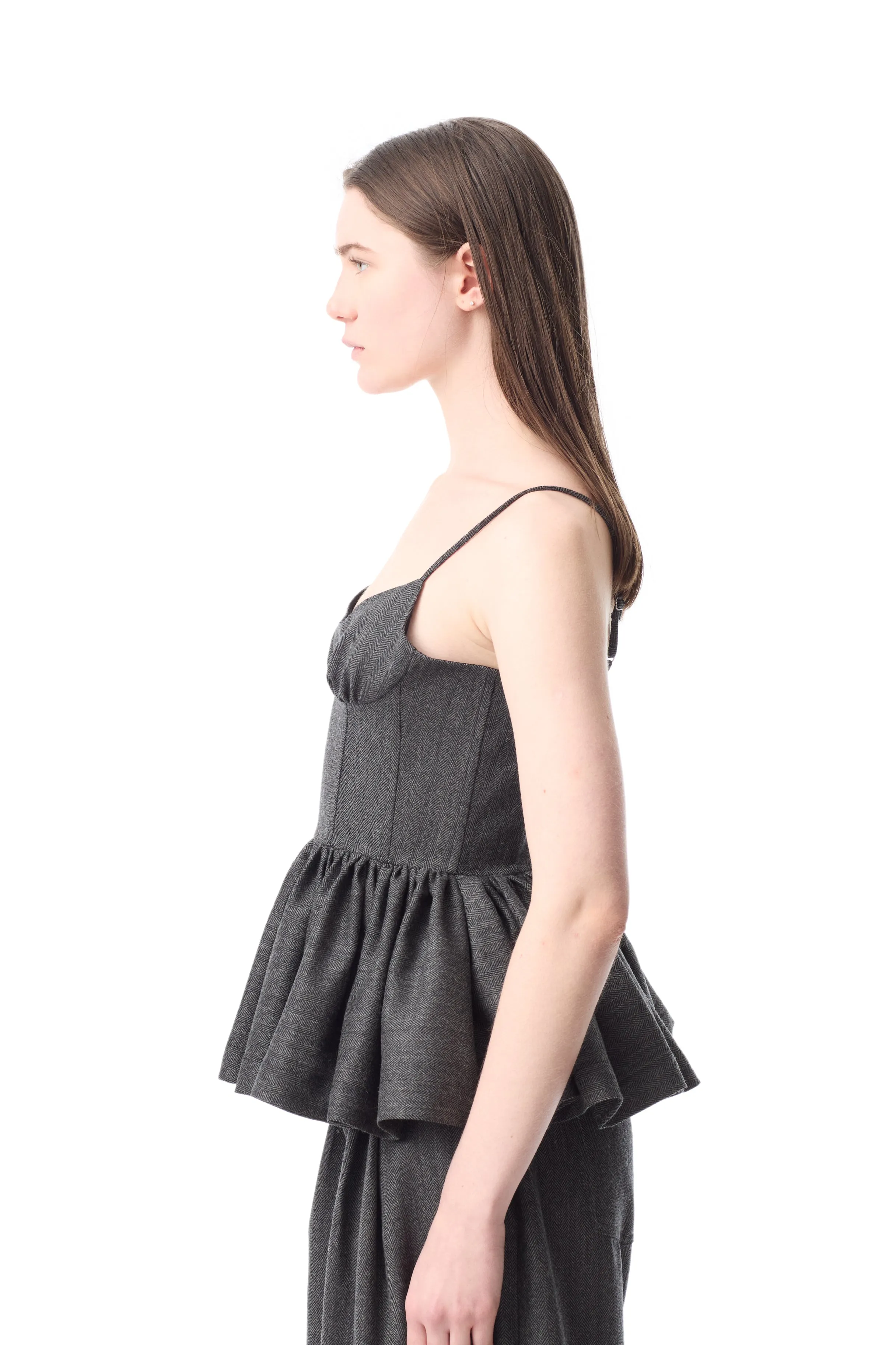 GREY HERRINGBONE WOOL CORSET TOP WITH SEQUIN EMBROIDERY sold by Marques ’ Almeida product image thumbnail 5