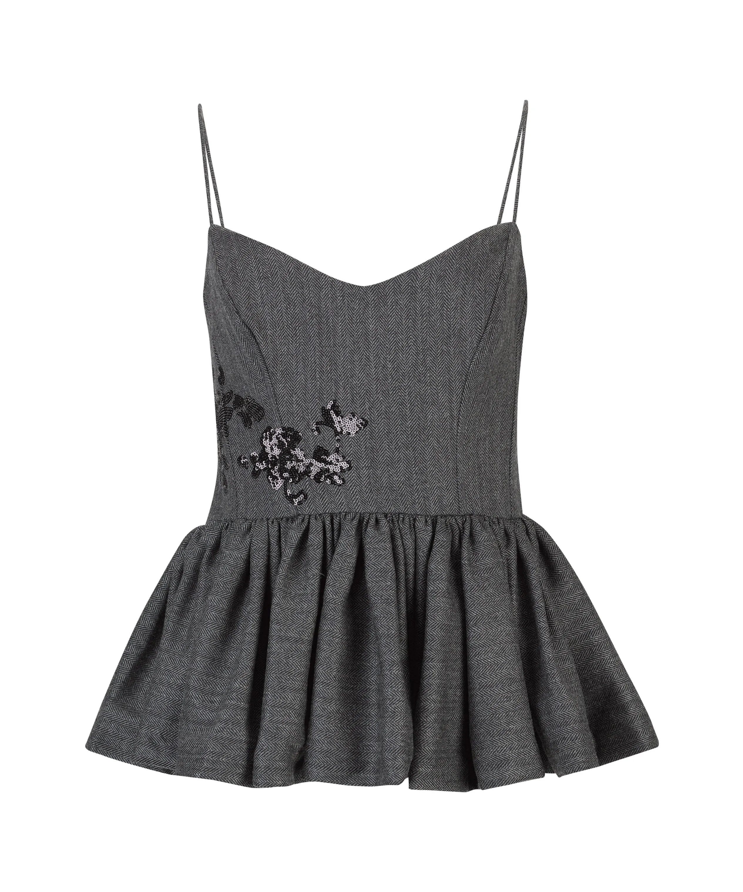 GREY HERRINGBONE WOOL CORSET TOP WITH SEQUIN EMBROIDERY sold by Marques ’ Almeida product image thumbnail 2