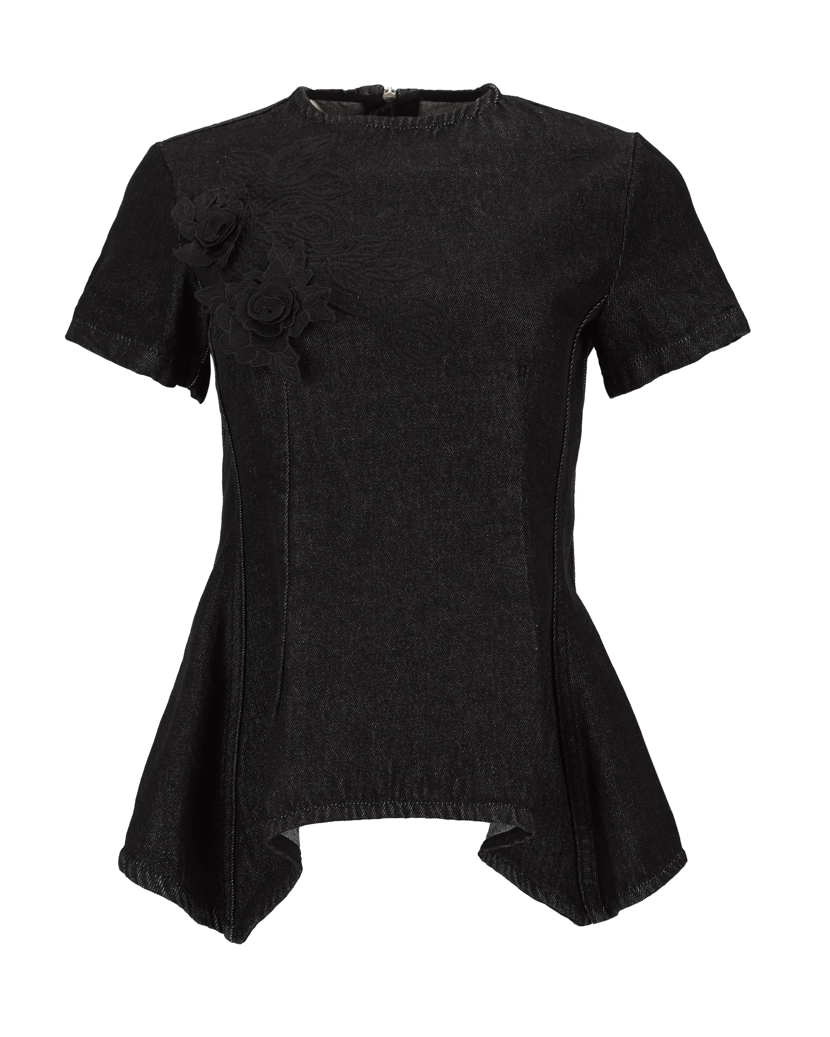 BLACK DENIM CAP SLEEVE PEPLUM TOP sold by Marques ’ Almeida product image thumbnail 2