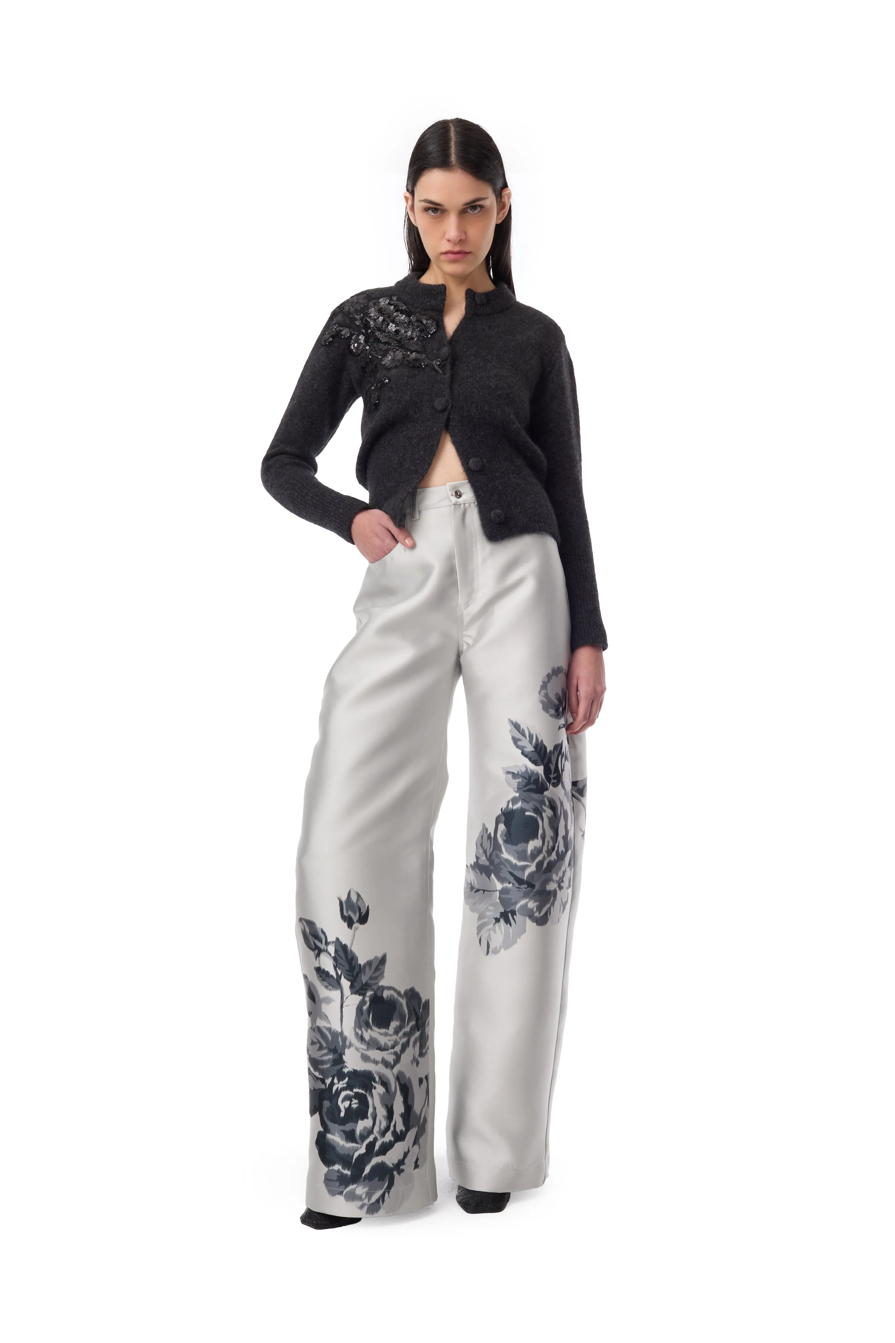 SILVER FLOWER MIKADO BOYFRIEND TROUSERS sold by Marques ’ Almeida product image thumbnail 5