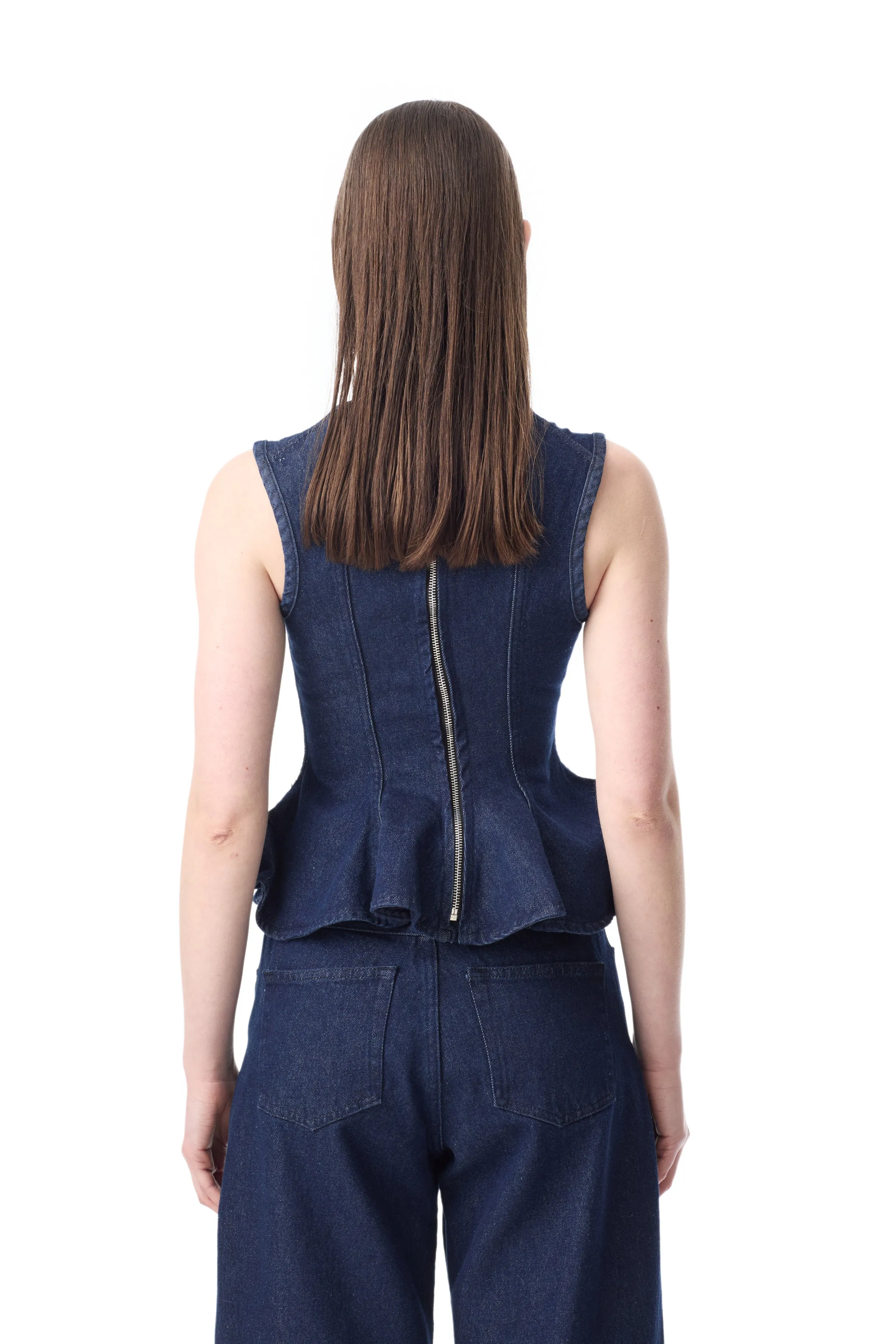 INDIGO EMBELLISHED SQUARE NECK CORSET TOP sold by Marques ’ Almeida product image thumbnail 2