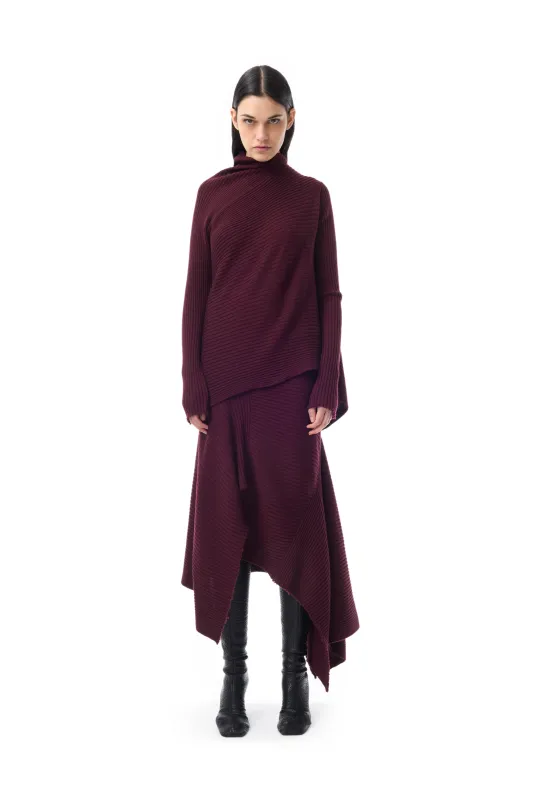 BURGUNDY MERINO KNIT SKIRT sold by Marques ’ Almeida