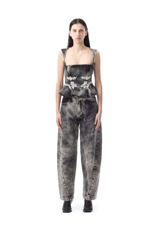 DENIM GREY ACID WASH EMBELLISHED CORSET sold by Marques ’ Almeida