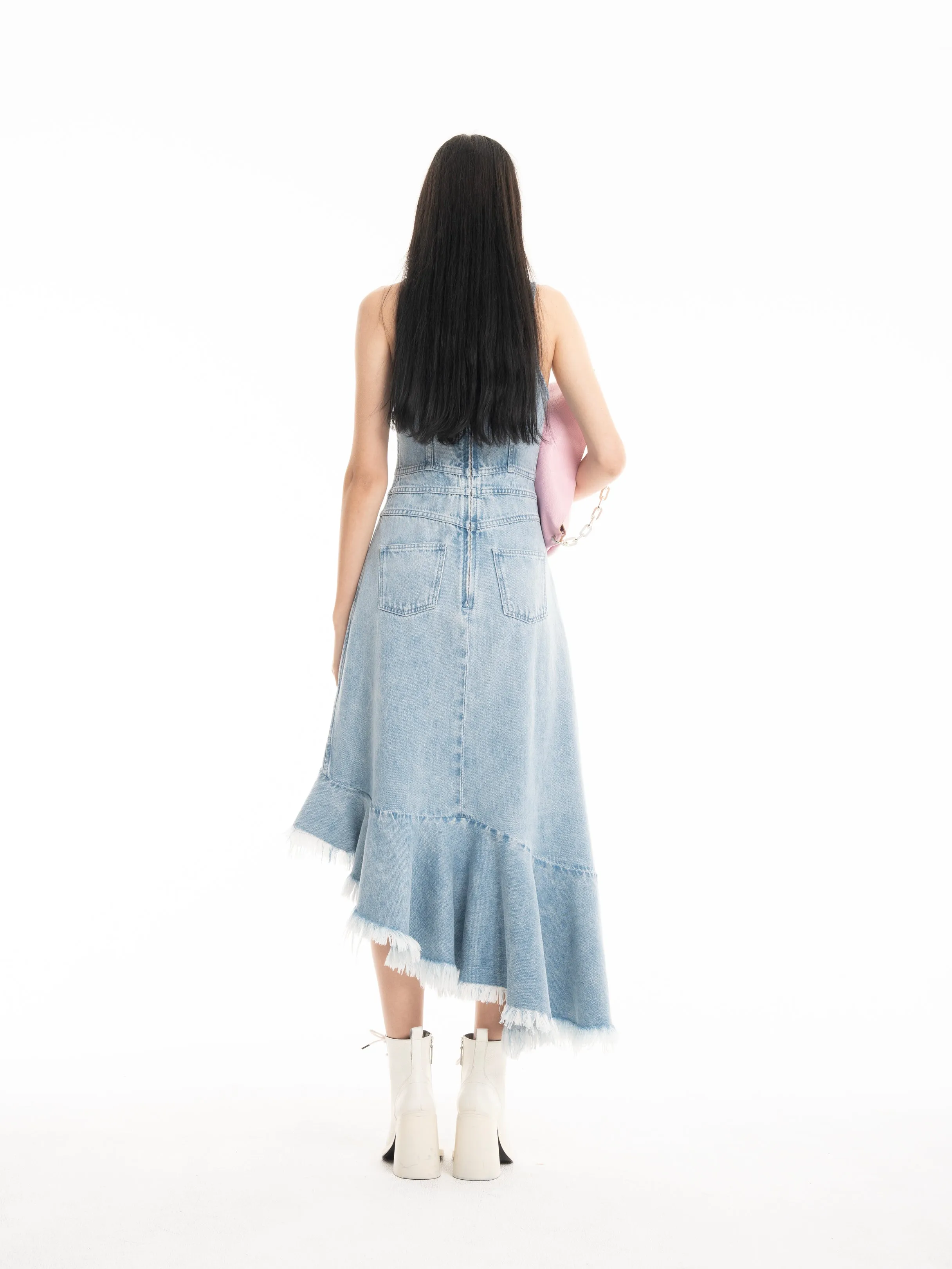 LIGHT BLUE DENIM DRESS WITH ASYMMETRIC PEPLUM HEM sold by Marques ’ Almeida product image thumbnail 2