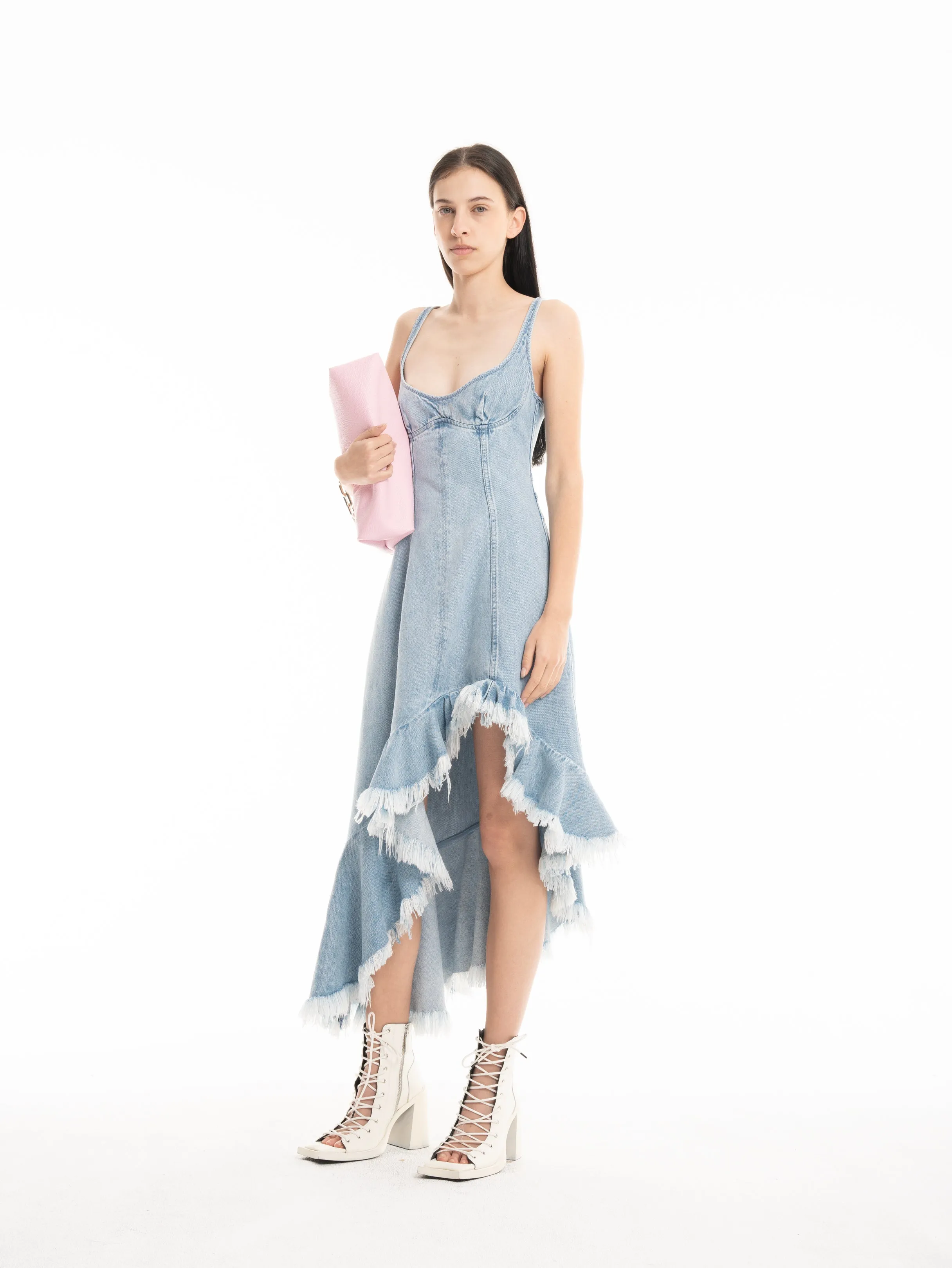 LIGHT BLUE DENIM DRESS WITH ASYMMETRIC PEPLUM HEM sold by Marques ’ Almeida product image thumbnail 3