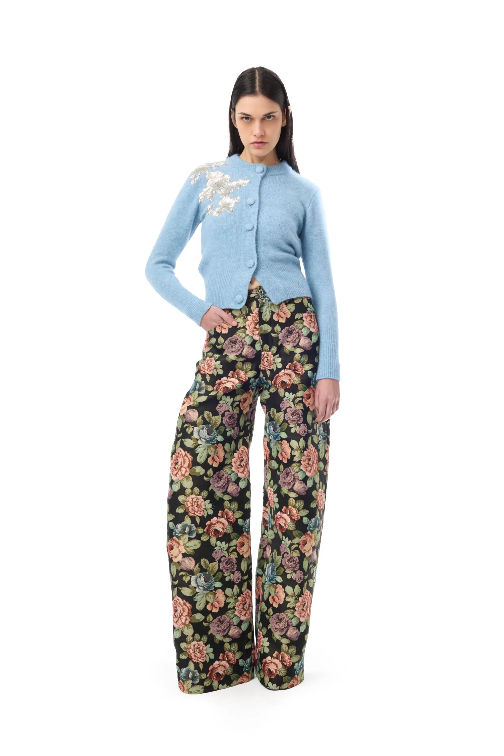 BLUE KNIT CARDIGAN WITH EMBELLISHMENT sold by Marques ’ Almeida product image thumbnail 5