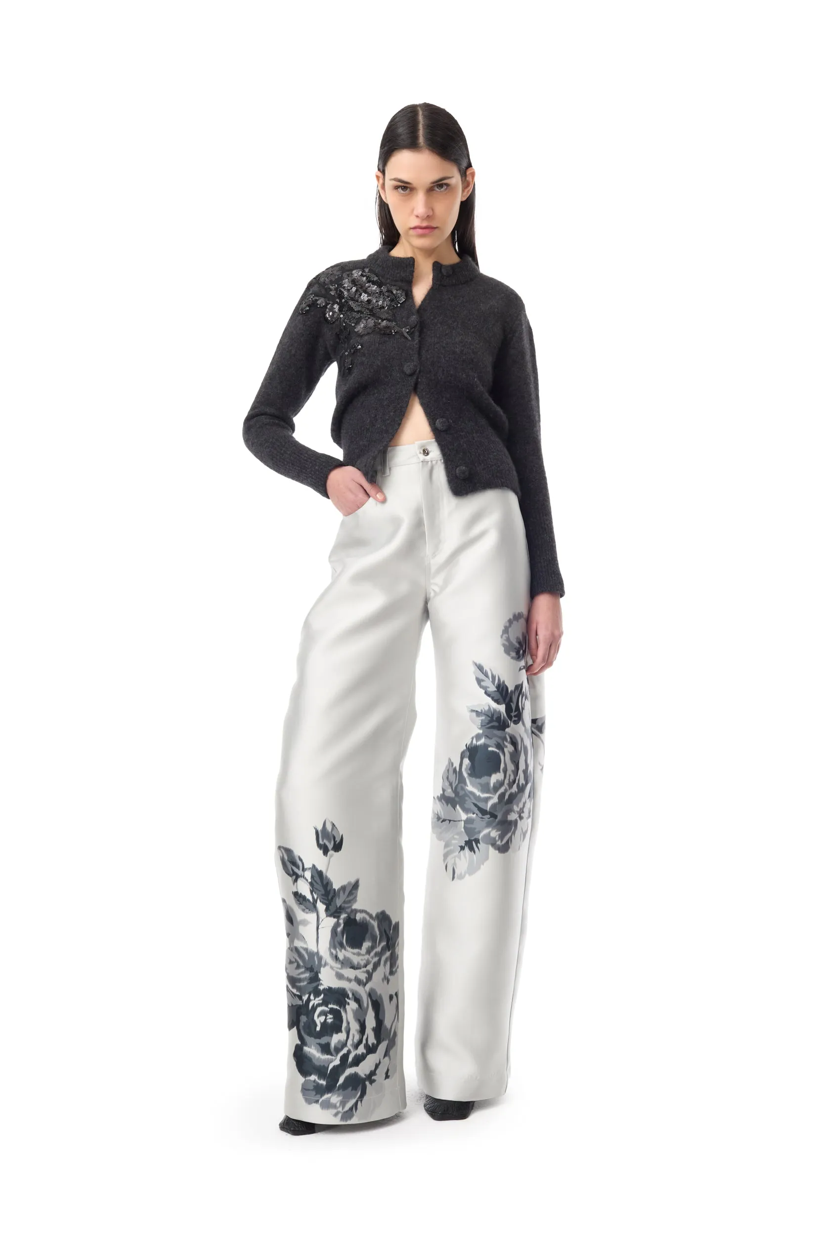 ANTRACITE KNIT CARDIGAN WITH EMBELLISHMENT sold by Marques ’ Almeida product image thumbnail 5