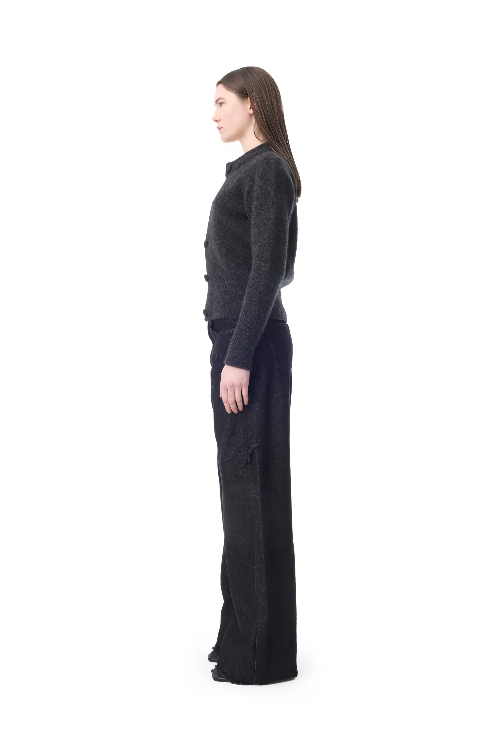 EMBROIDERED BLACK DENIM BOYFRIEND TROUSERS sold by Marques ’ Almeida product image thumbnail 4