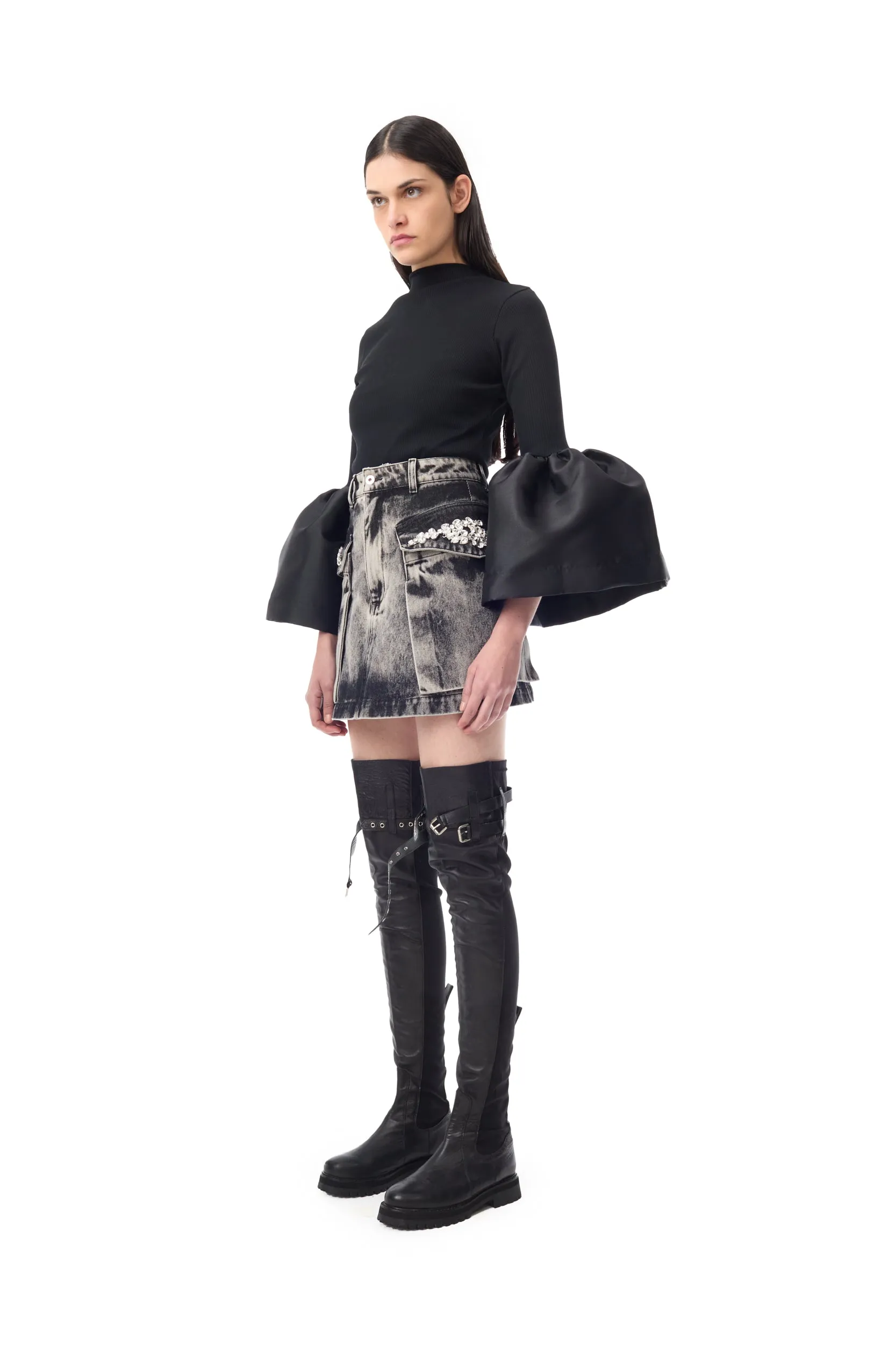 DENIM GREY ACID WASH EMBELISHED MINI SKIRT sold by Marques ’ Almeida product image thumbnail 3