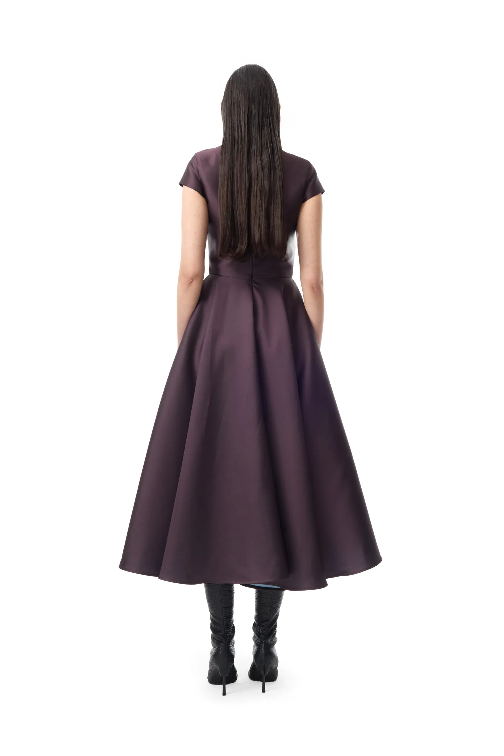 BURGUNDY FLOWER PRINTED CAP SLEEVE DRESS sold by Marques ’ Almeida product image thumbnail 2