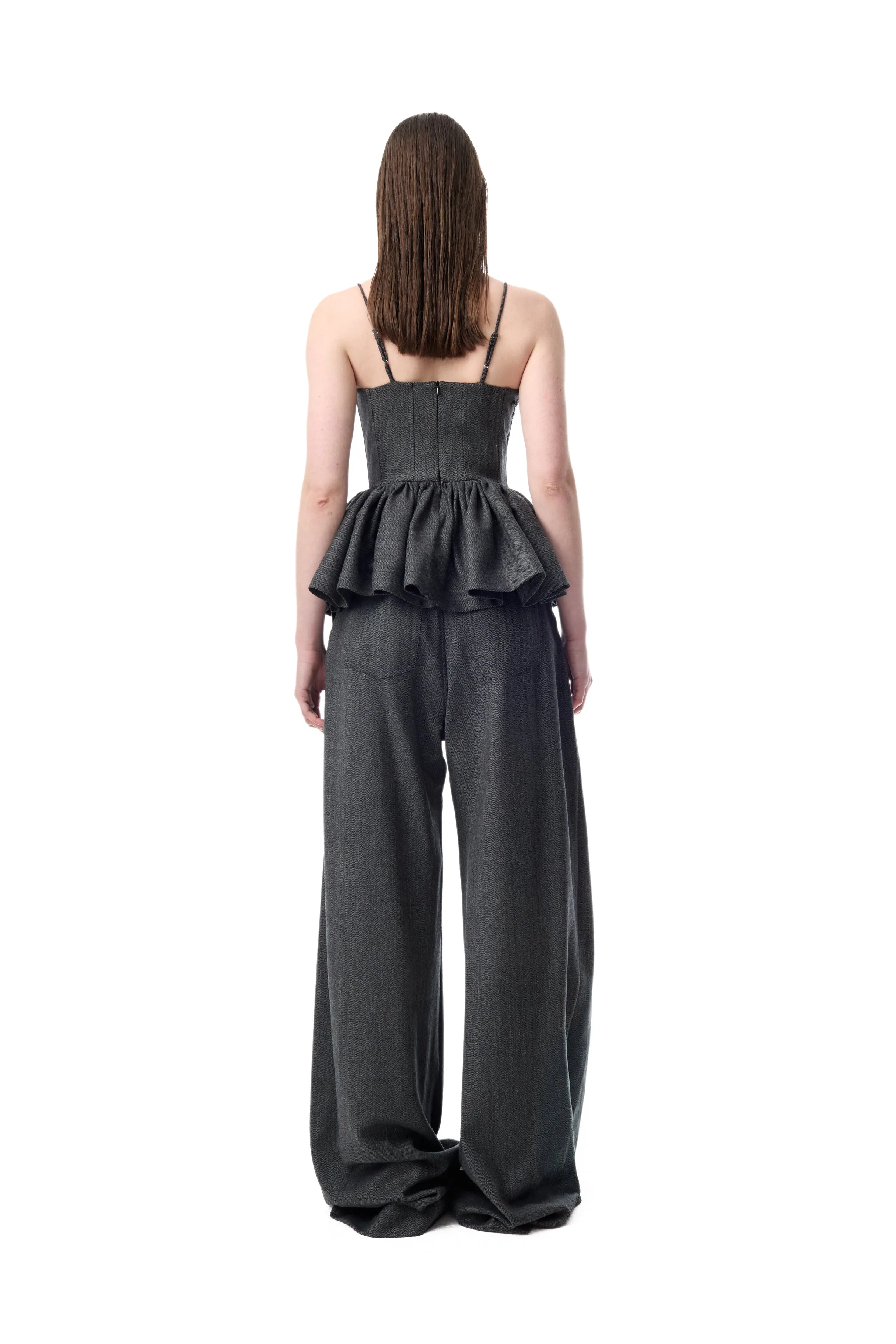 GREY HERRINGBONE WOOL PLEATED TROUSERS sold by Marques ’ Almeida product image thumbnail 2