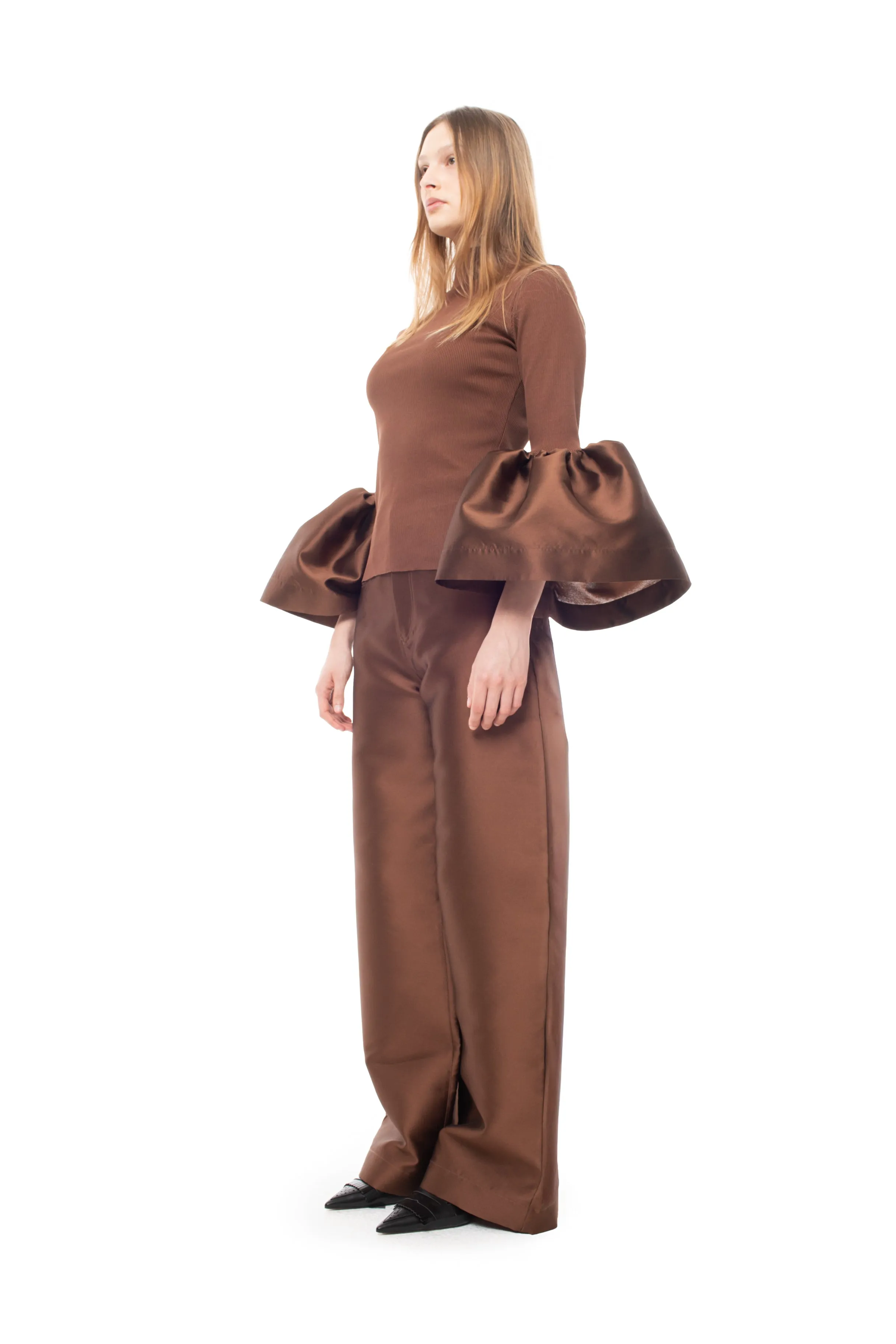 BROWN TURTLENECK PUFF SLEEVE TOP sold by Marques ’ Almeida product image thumbnail 5