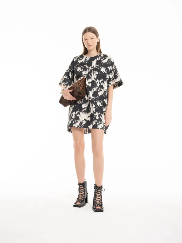 BONDED SATIN T-SHIRT DRESS IN FLORAL PRINT sold by Marques ’ Almeida