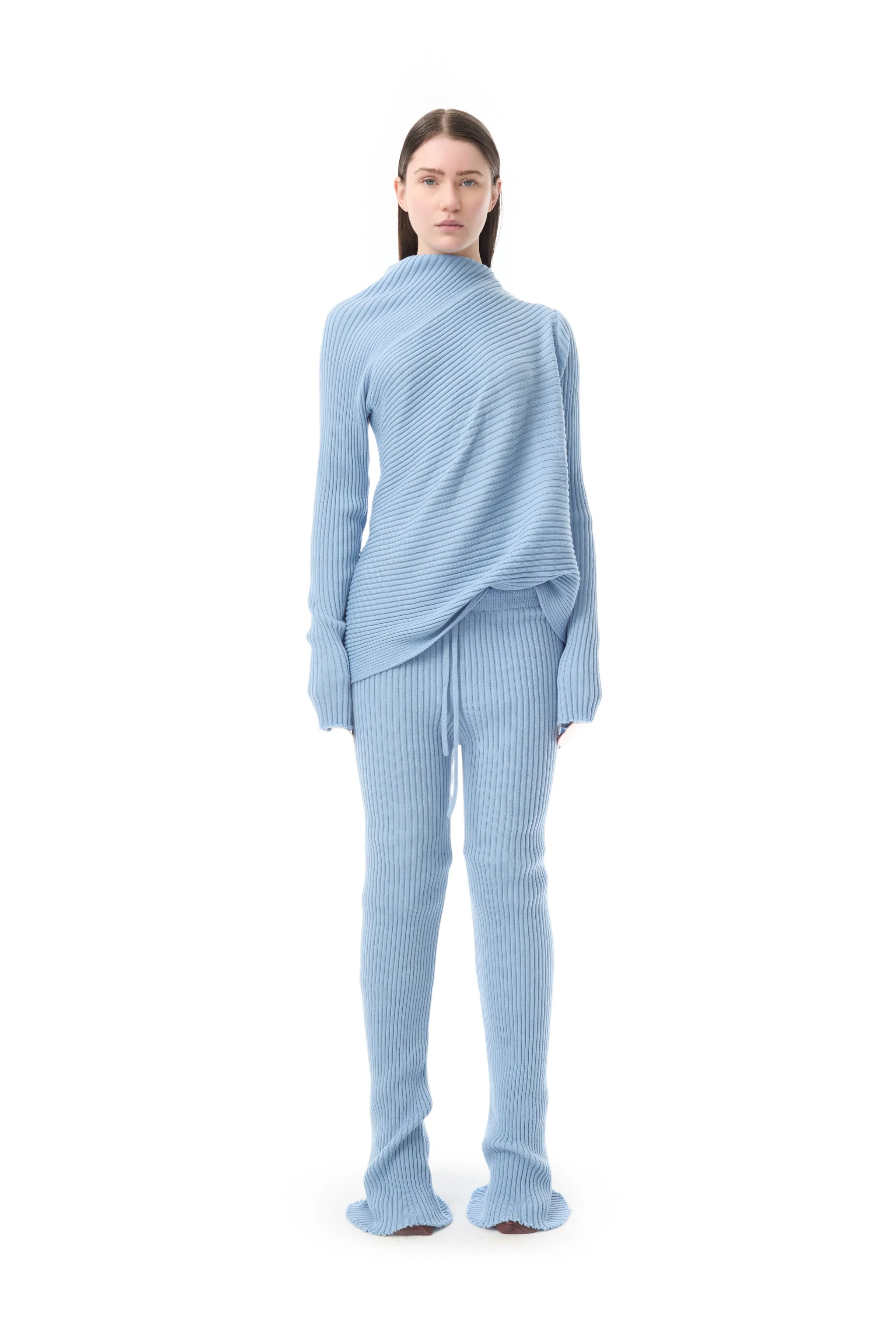 LIGHT BLUE MERINO KNIT TROUSERS sold by Marques ’ Almeida
