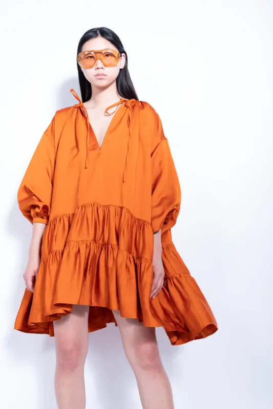 ORANGE OVERSIZED TIERED GATHERED DRESS sold by Marques ’ Almeida