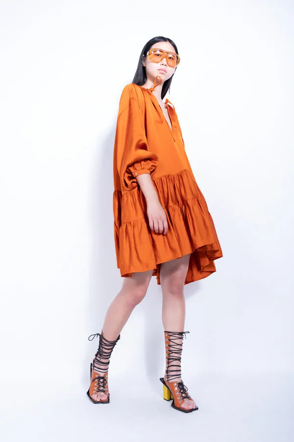 ORANGE OVERSIZED TIERED GATHERED DRESS sold by Marques ’ Almeida product image thumbnail 5