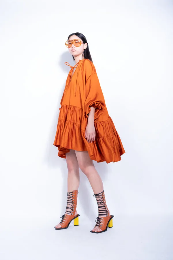 ORANGE OVERSIZED TIERED GATHERED DRESS sold by Marques ’ Almeida product image thumbnail 4