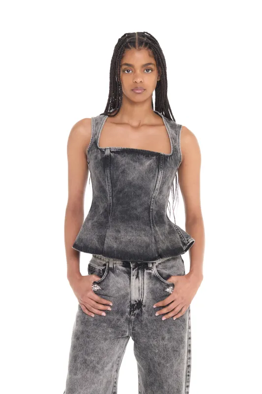 DENIM GREY ACID WASH CORSET sold by Marques ’ Almeida