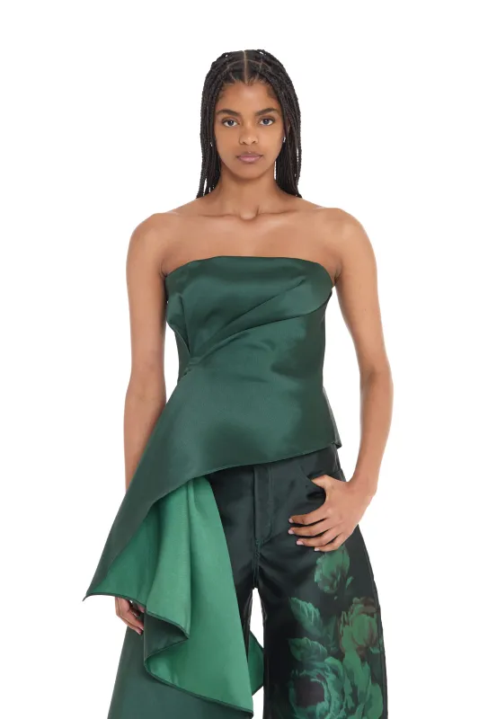 GREEN DRAPED STRAPELESS TOP made by Marques ’ Almeida