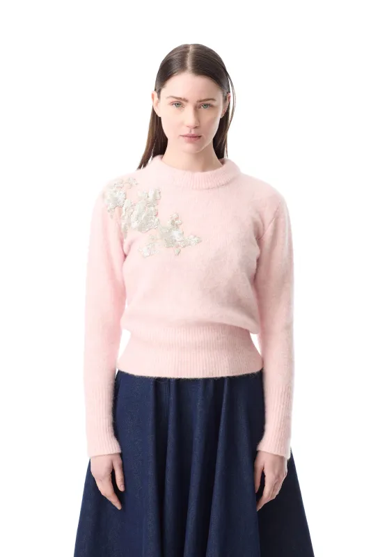 PINK KNIT CREW NECK WITH EMBELLISHMENT sold by Marques ’ Almeida