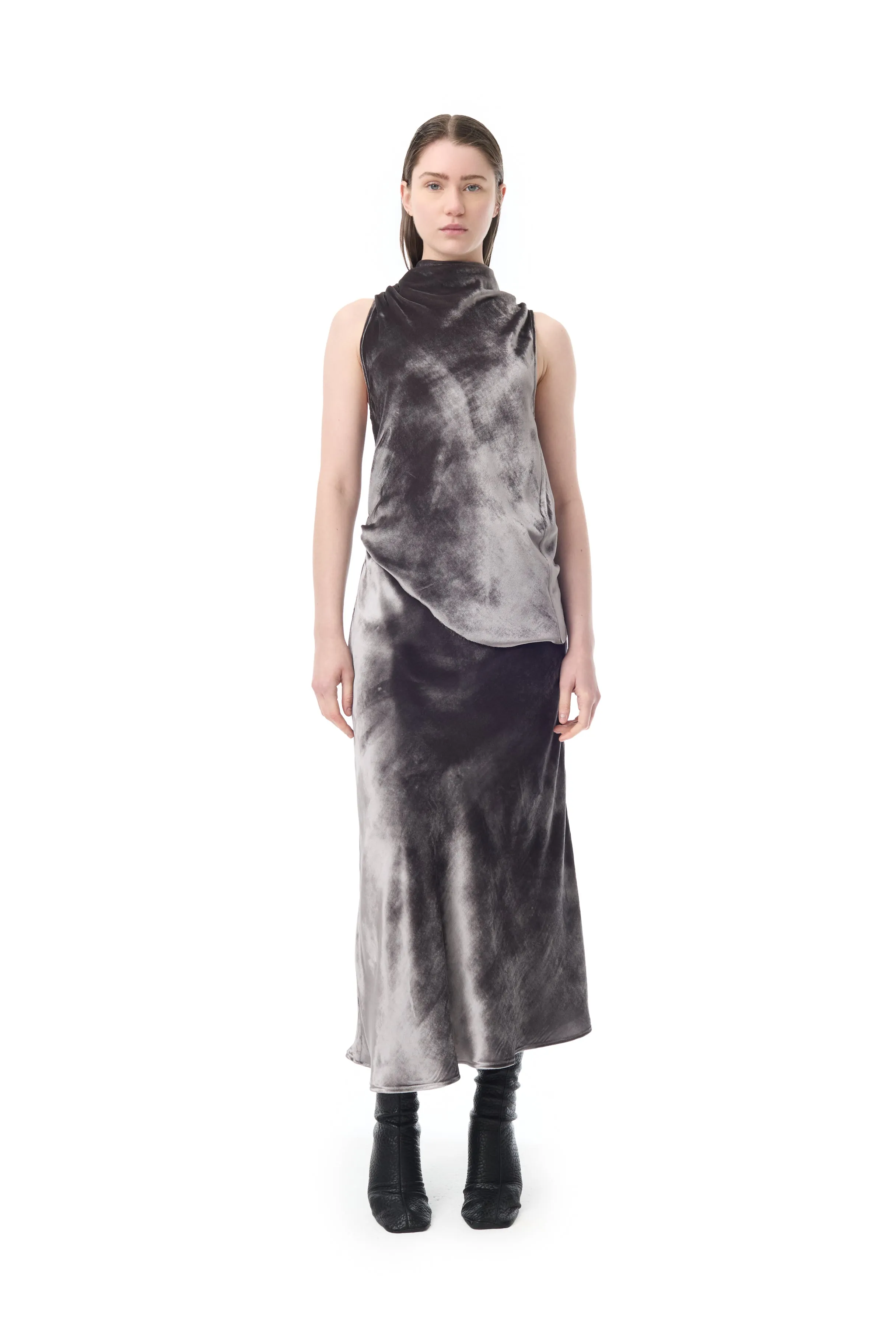 SILVER VELVET BIAS MIDI SKIRT sold by Marques ’ Almeida
