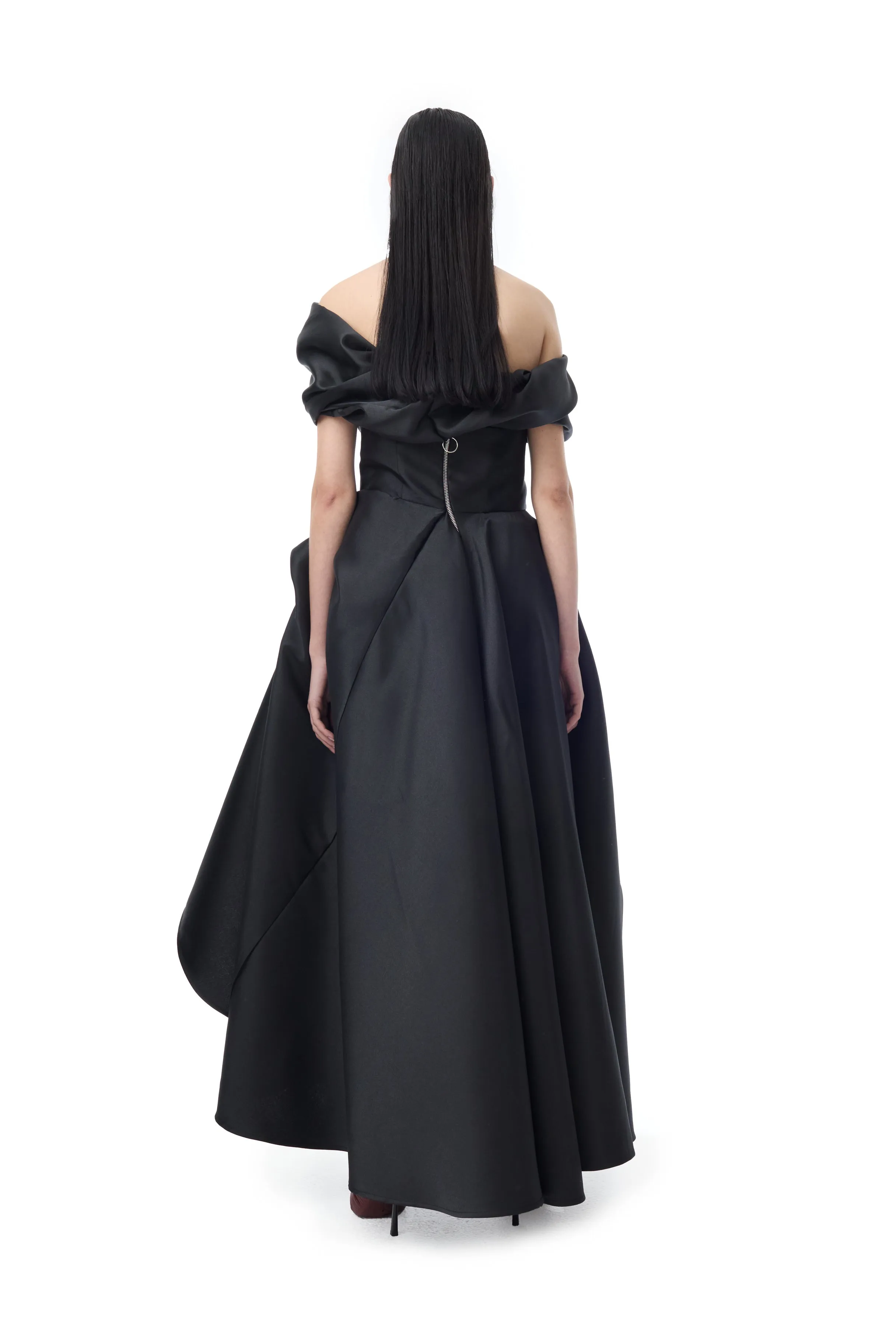 BLACK DRAPED OFF-SHOULDER MIDI DRESS sold by Marques ’ Almeida product image thumbnail 3