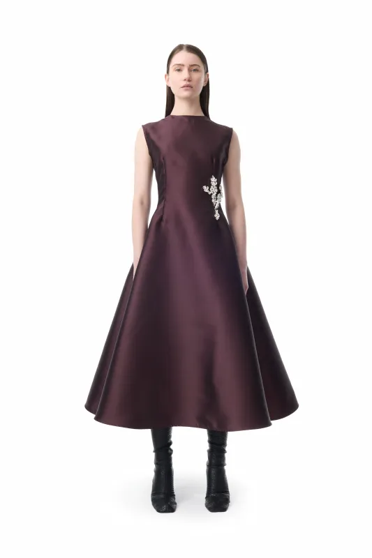 BURGUNDY SLEEVELESS DRESS WITH EMBELLISHMENT made by Marques ’ Almeida