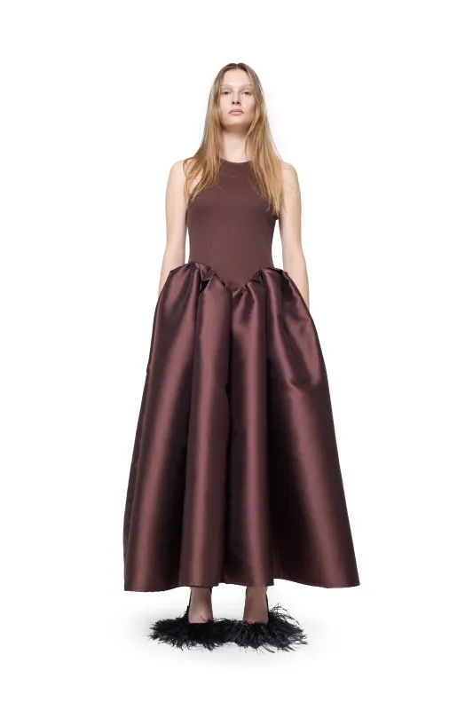BROWN DRESS WITH TANK TOP SCOOPED made by Marques ’ Almeida