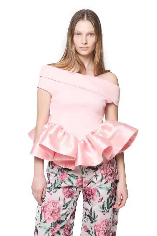 PINK OFF-SHOULDER TOP WITH PEPLUM made by Marques ’ Almeida