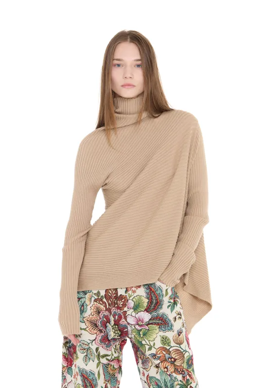 BEIGE MERINO DRAPED JUMPER made by Marques ’ Almeida