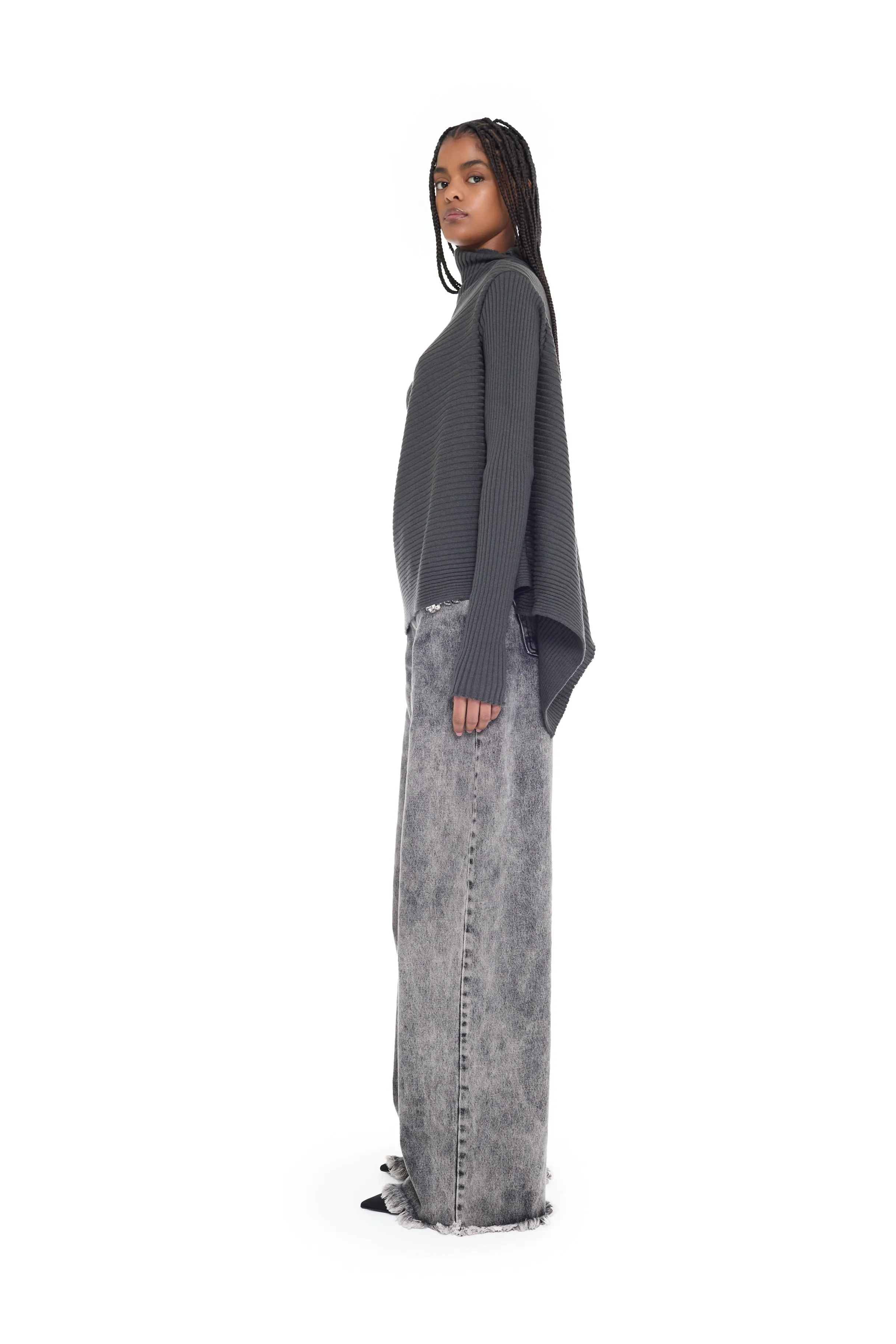 DARK GREY MERINO DRAPED JUMPER sold by Marques ’ Almeida product image thumbnail 4