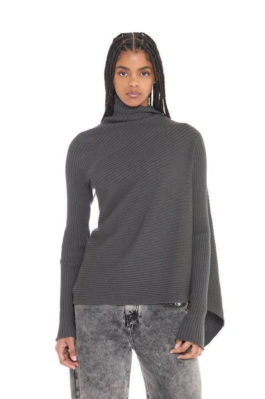 DARK GREY MERINO DRAPED JUMPER made by Marques ’ Almeida