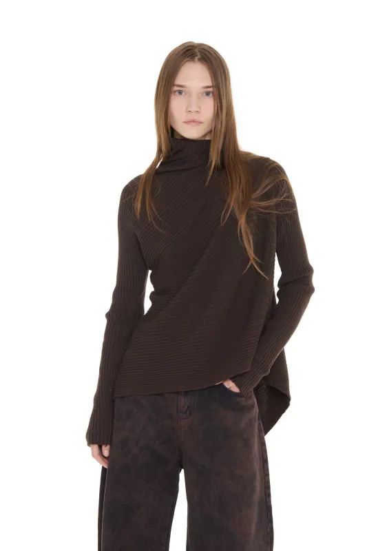 BROWN MERINO DRAPED JUMPER made by Marques ’ Almeida