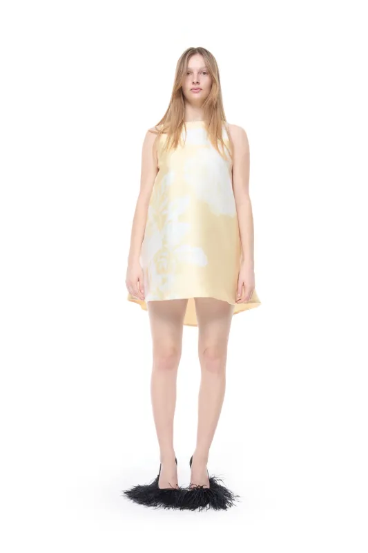 YELLOW PRINTED A-LINE FLOWER DRESS sold by Marques ’ Almeida