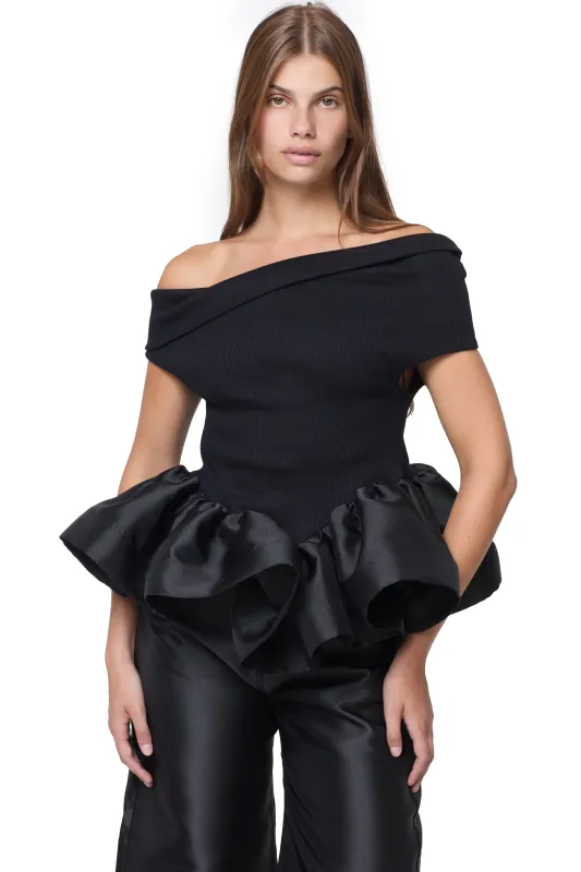 BLACK OFF-SHOULDER TOP WITH PEPLUM made by Marques ’ Almeida