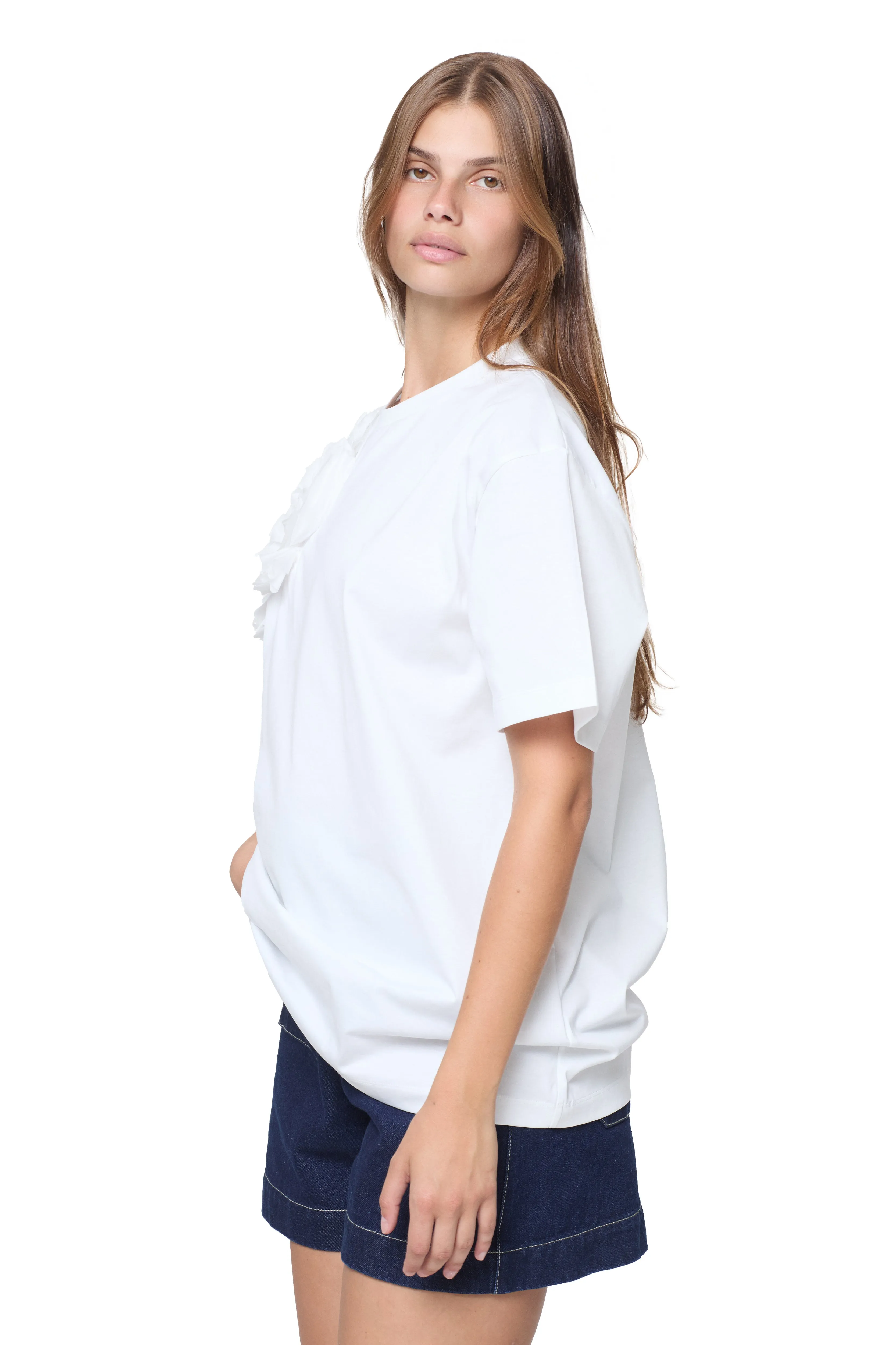 WHITE FLOWER APPLIQUE LOOSE FIT T-SHIRT sold by Marques ’ Almeida product image thumbnail 2