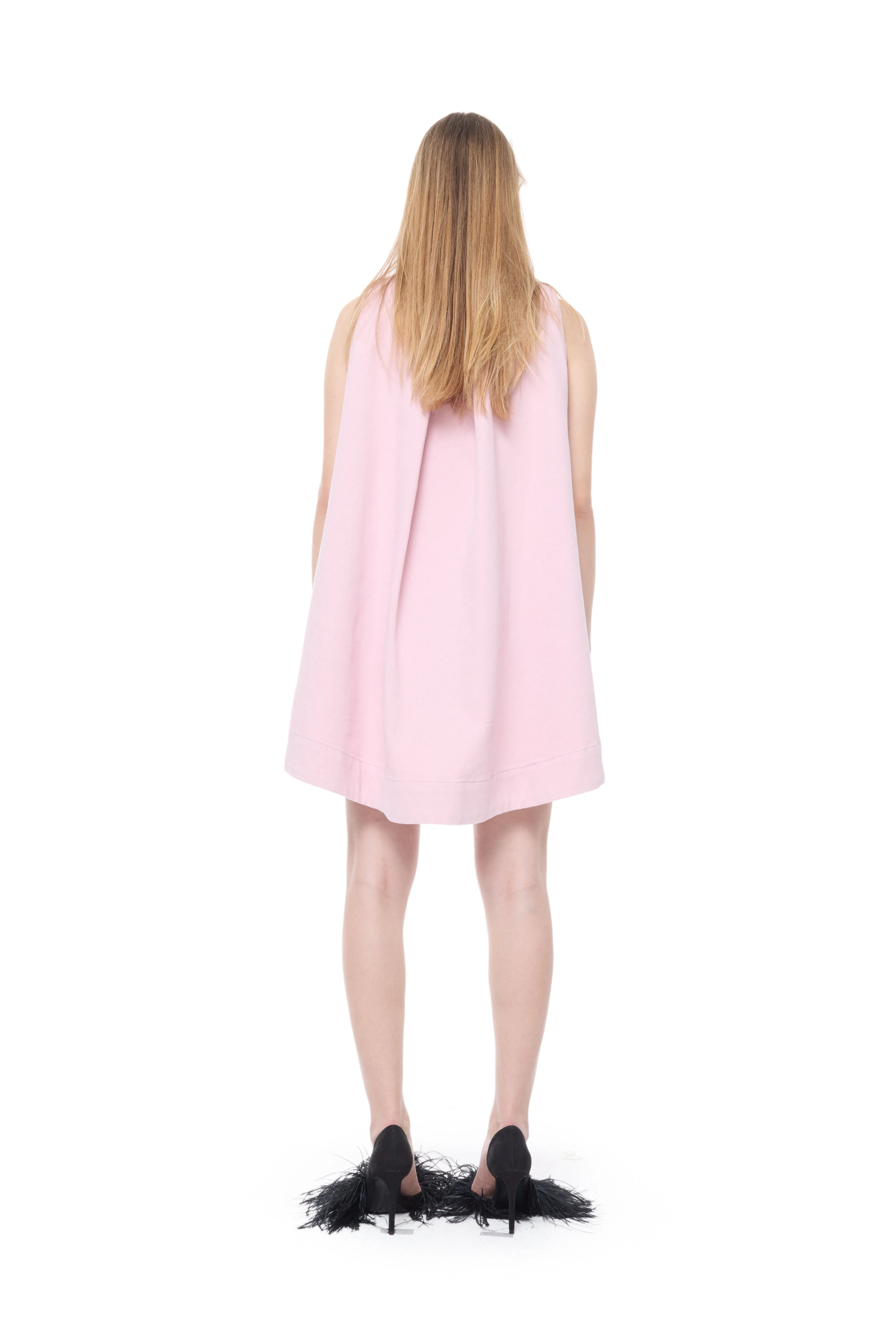 PINK FLOWER DRILL A-LINE DRESS sold by Marques ’ Almeida product image thumbnail 2