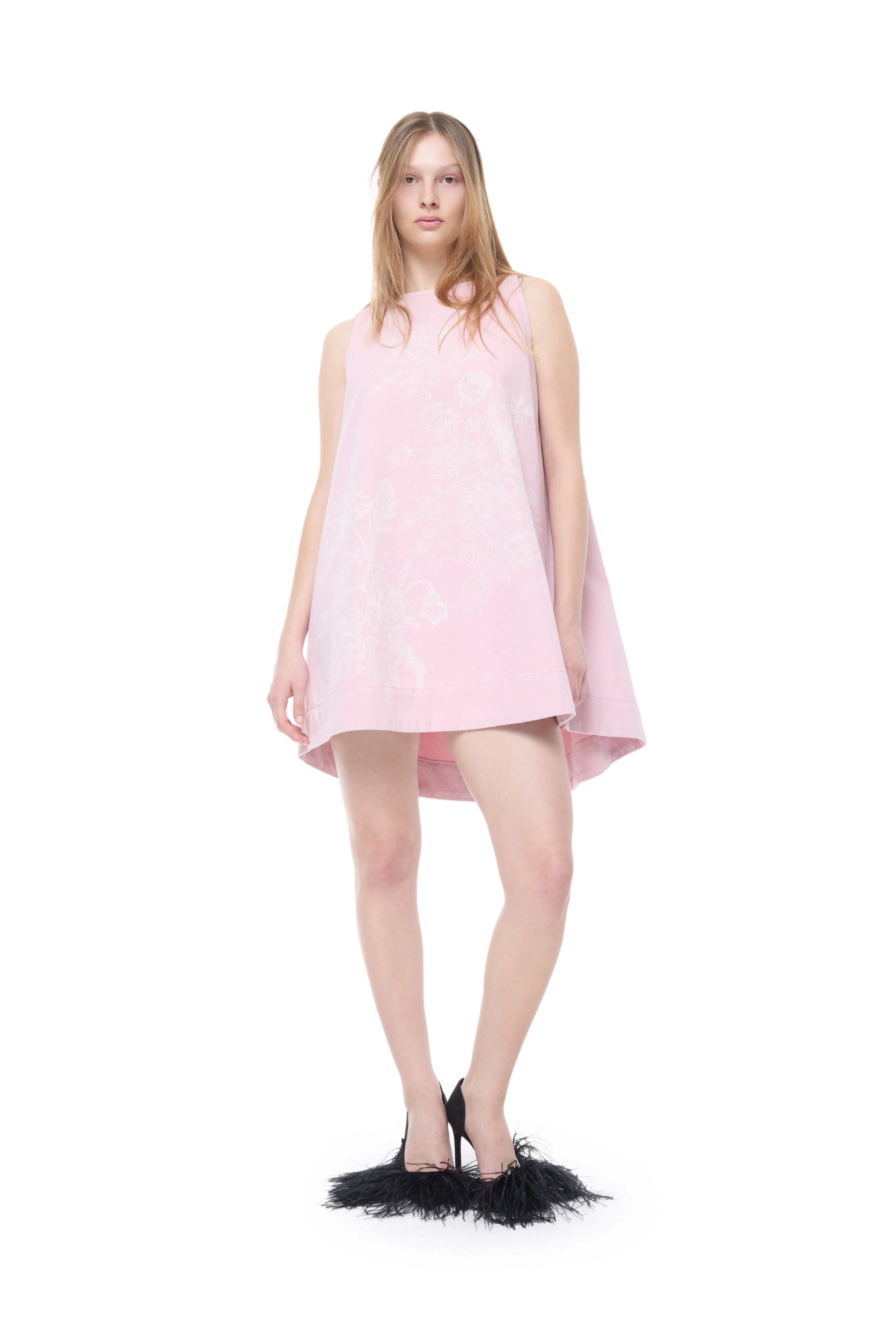PINK FLOWER DRILL A-LINE DRESS sold by Marques ’ Almeida product image thumbnail 5