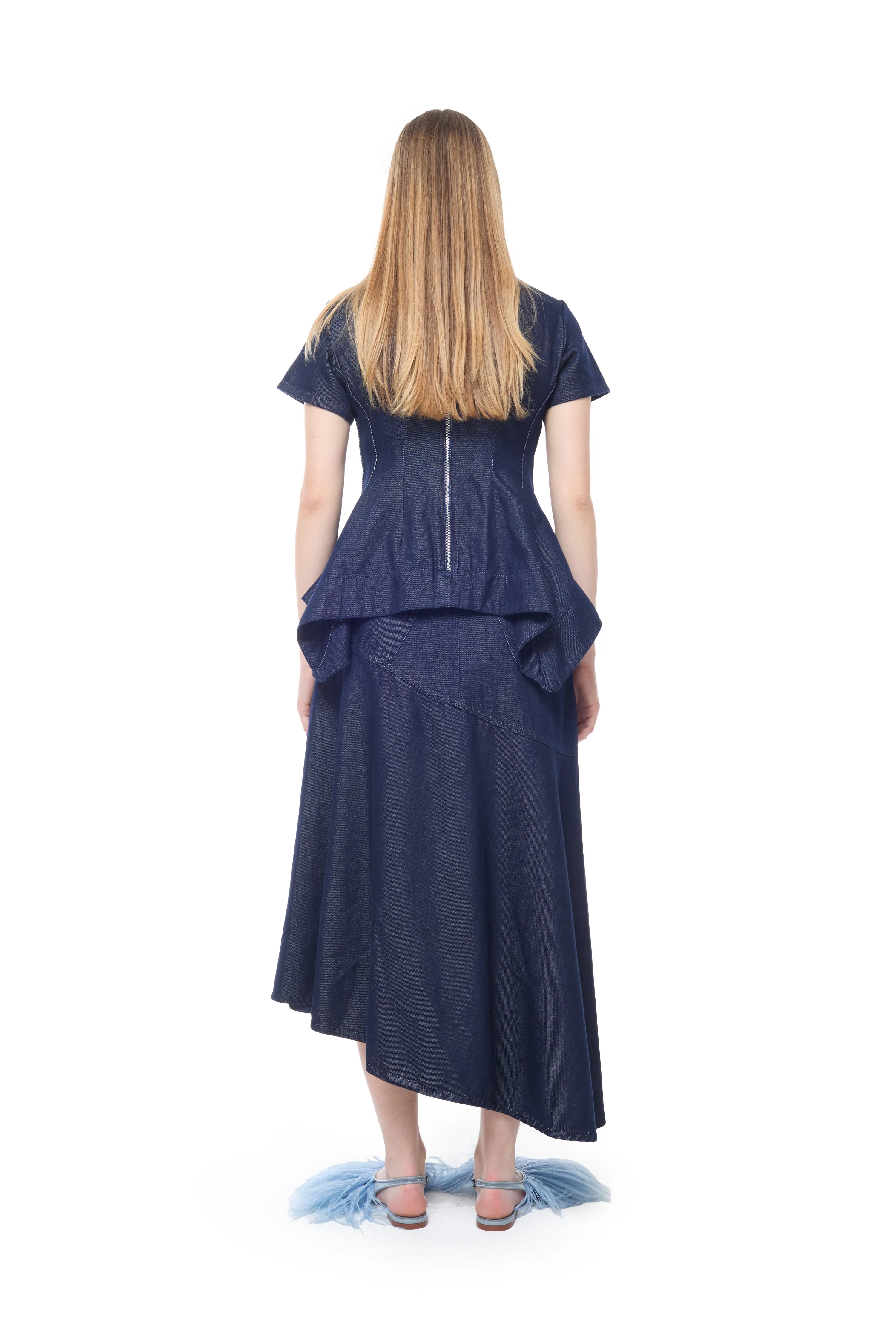 INDIGO FLOWER DENIM CAP SLEEVE TOP sold by Marques ’ Almeida product image thumbnail 2
