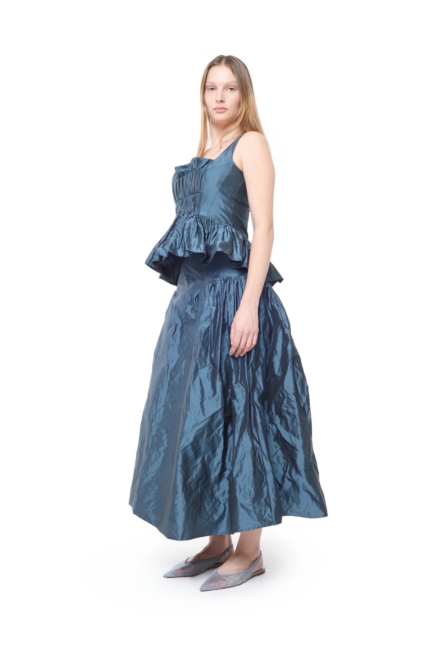NAVY WRINKLED GATHERED STRAP TOP sold by Marques ’ Almeida product image thumbnail 4