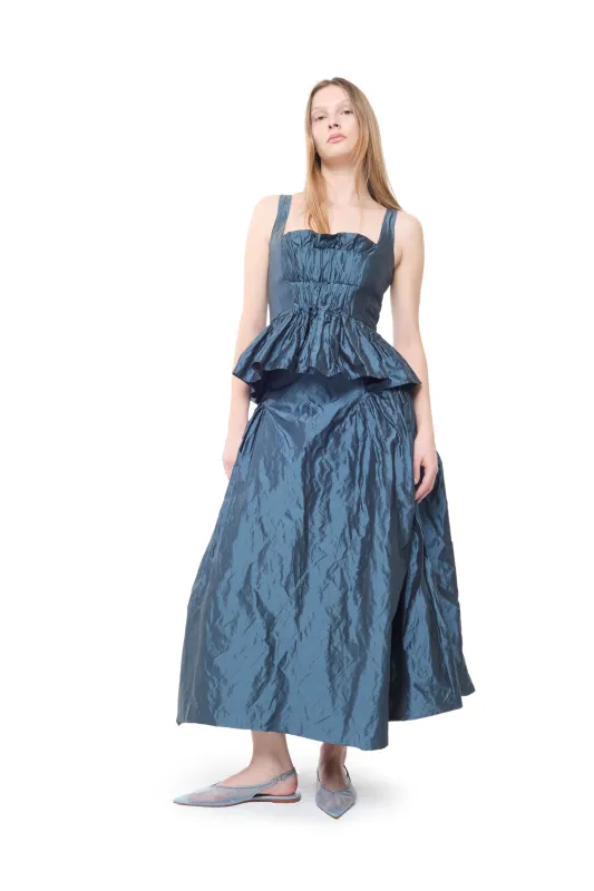 NAVY WRINKLED GATHERED STRAP TOP made by Marques ’ Almeida